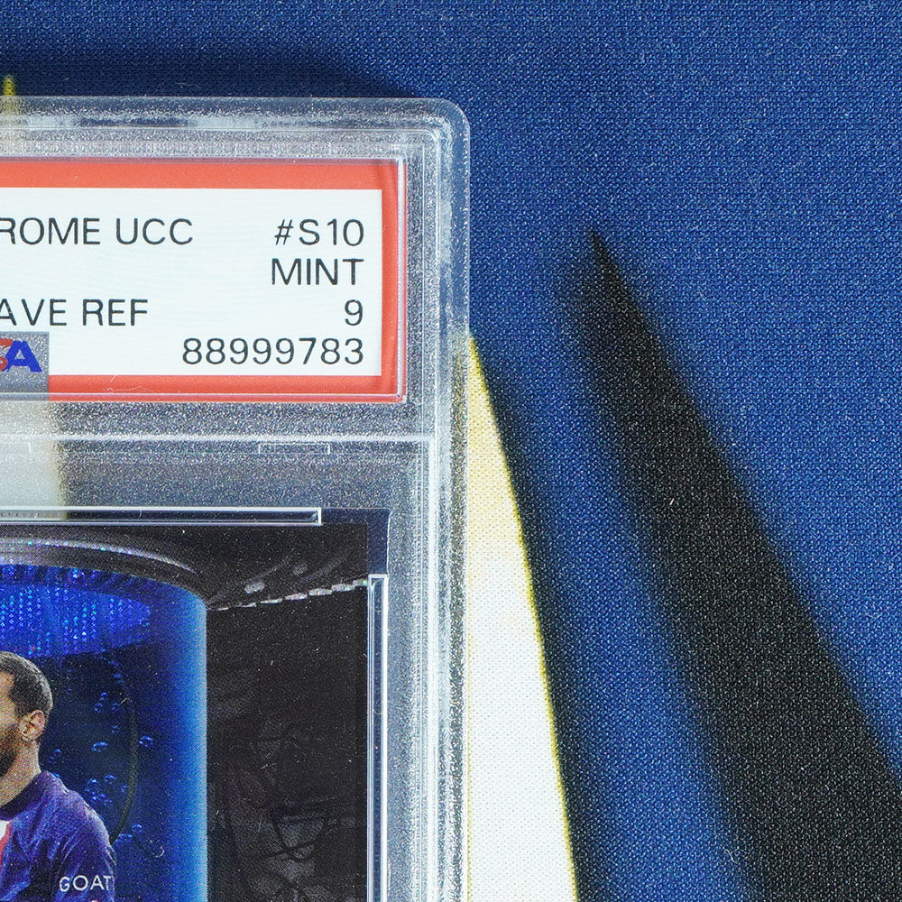 Lionel Messi 2022-23 TOPPS CHROME UCC Specimen Blue Wave /75 S-10  [PSA 9]