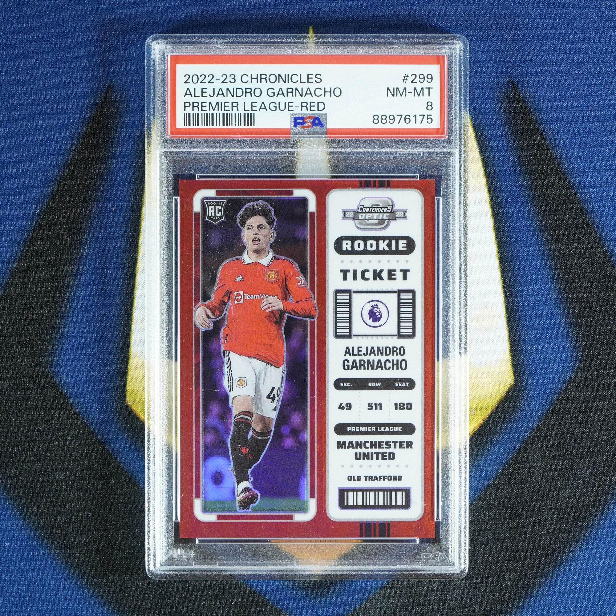 Alejandro Garnacho 2022-23 PANINI CHRONCILES Contenders Optic Rookies Ticket Red /99  [PSA 8]
