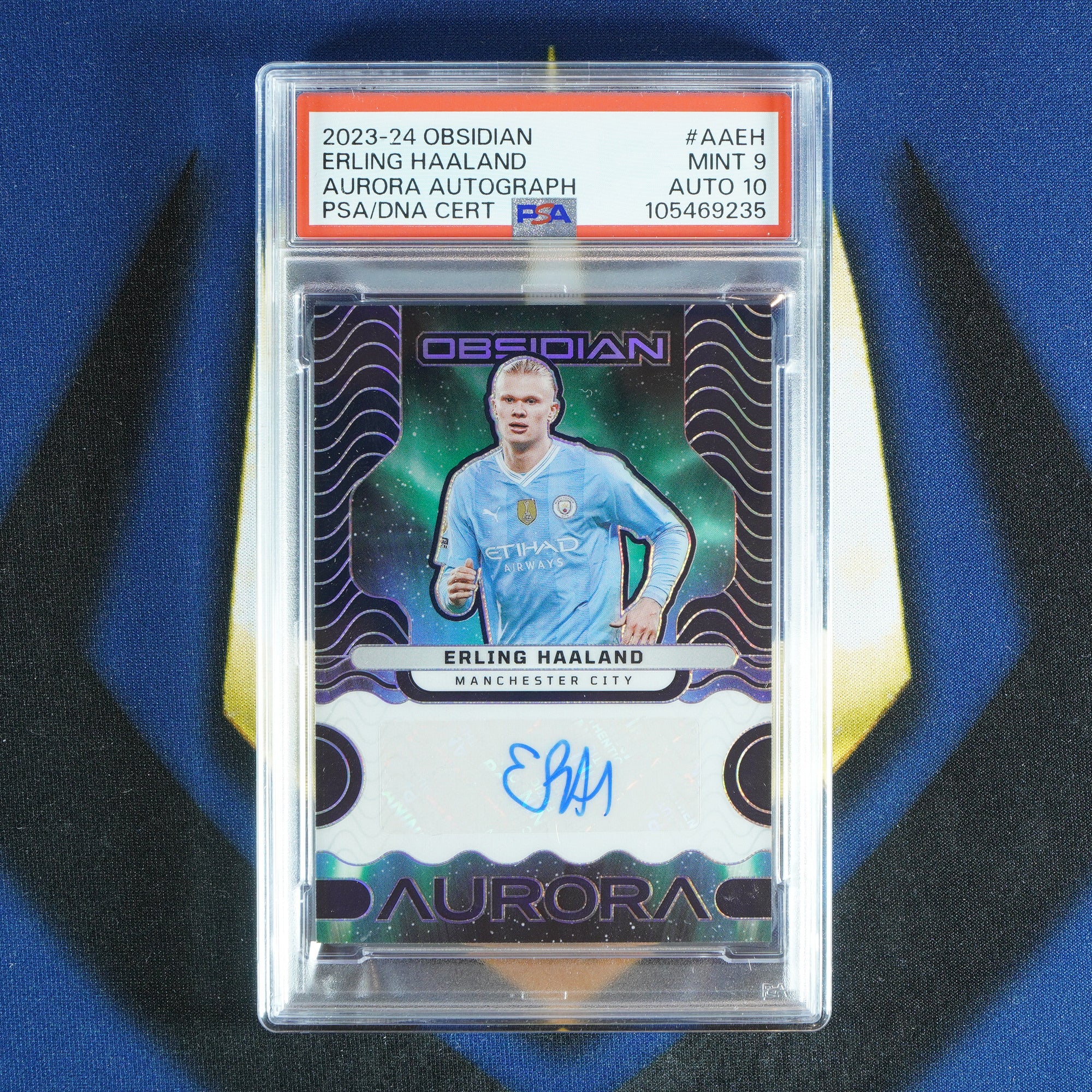 Erling Haaland 2023-24 PANINI OBSIDIAN Aurora Auto /30 AA-EH  [PSA 9 Auto 10]