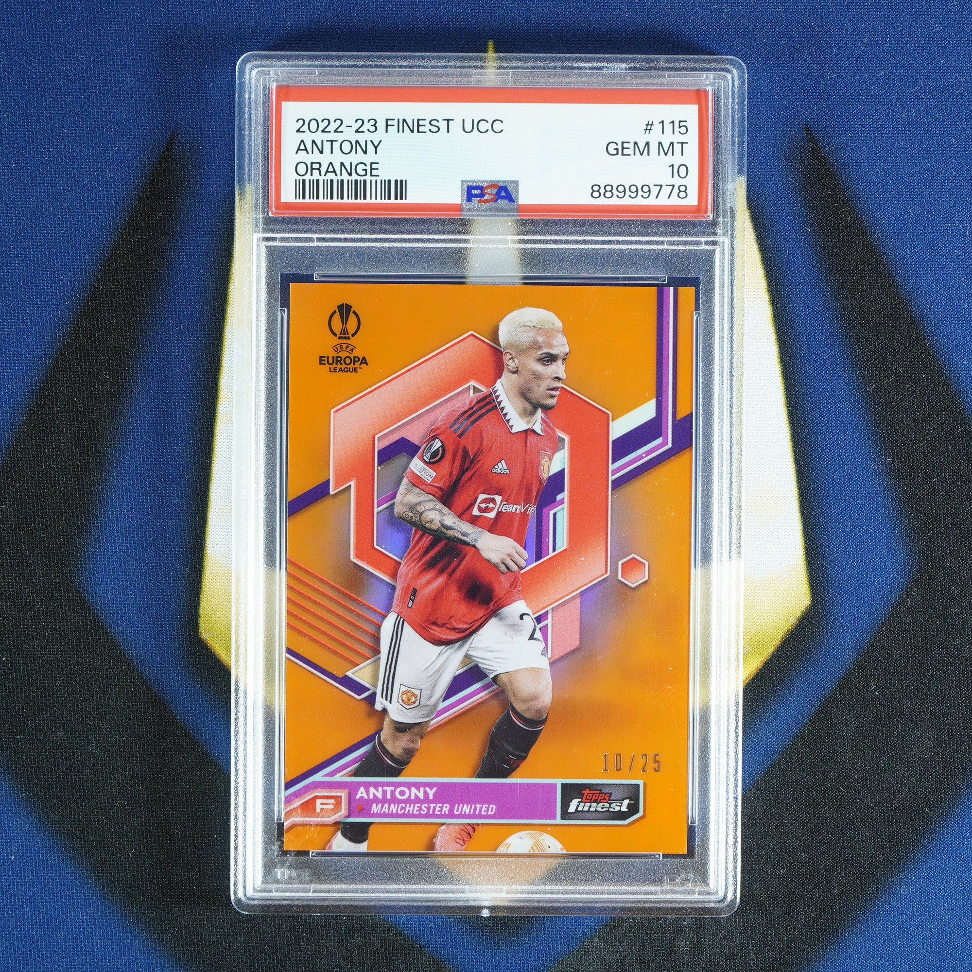 Antony 2022-23 TOPPS FINEST UCC Orange /25 #115  [PSA 10]
