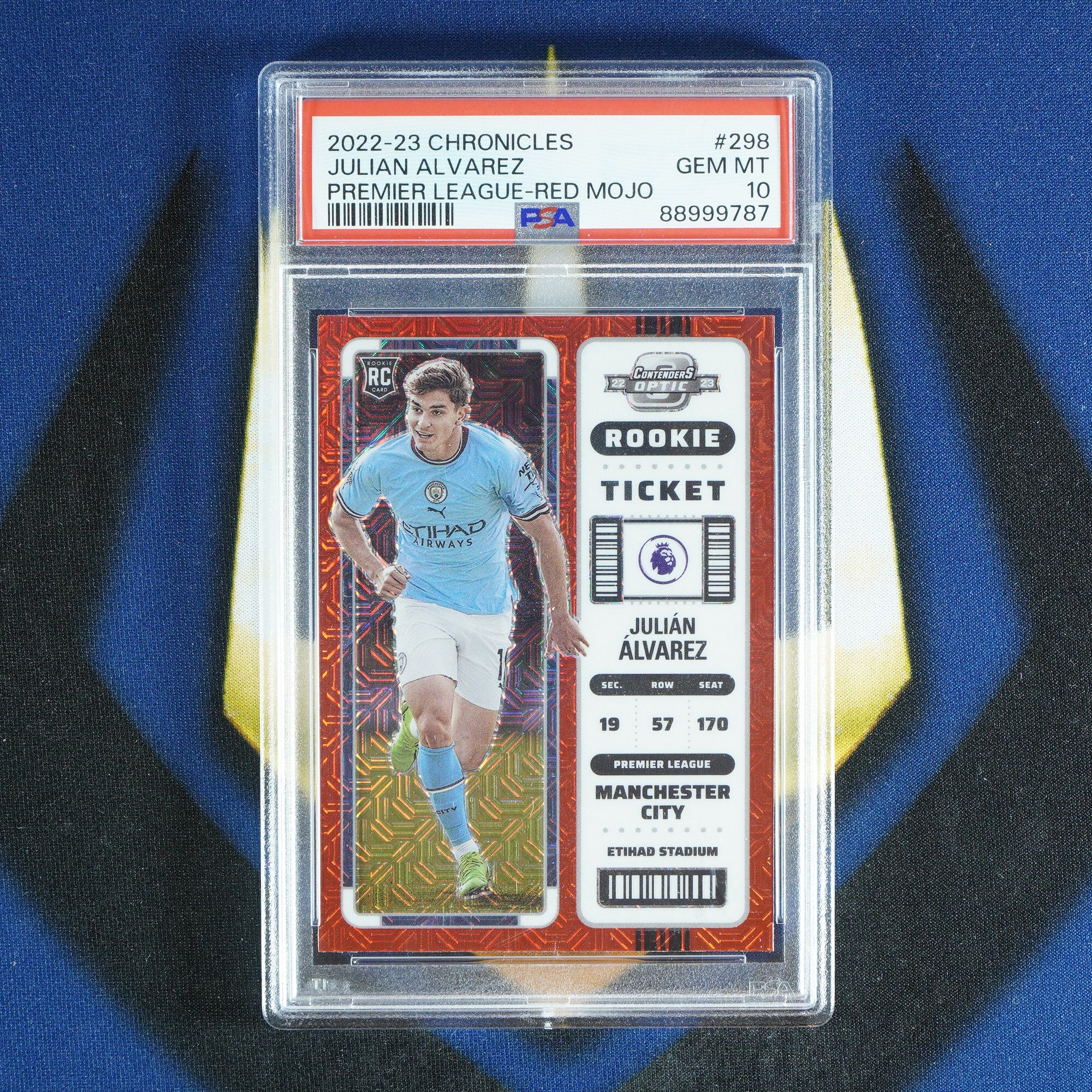 Julian Alvarez 2022-23 PANINI CHRONICLES Contenders Optic Rookie Ticket Red Mojo #298  [PSA 10]