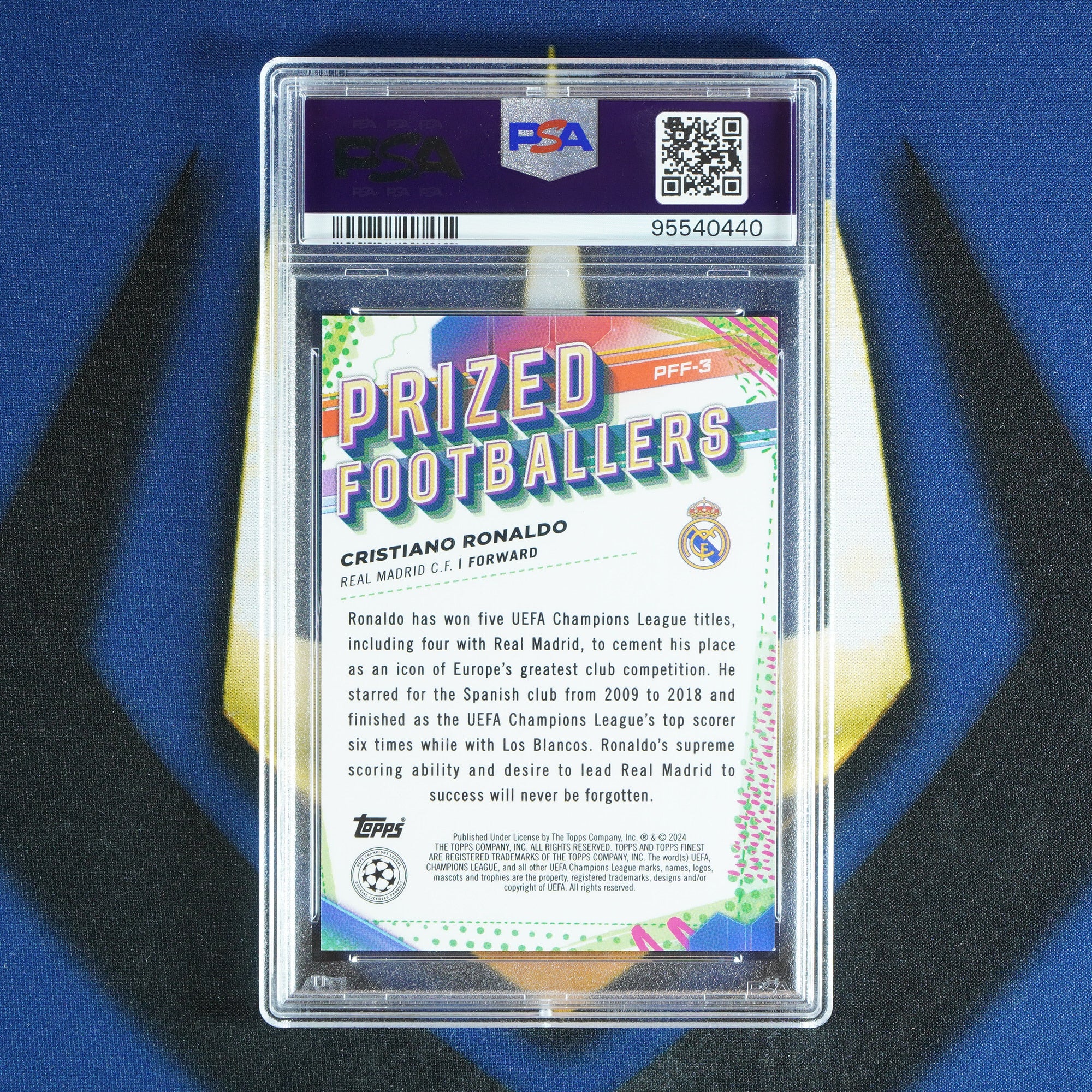 Cristiano Ronaldo 2023-24 TOPPS FINEST UCC Prized Footballers Fusion Black/Red PFF-3  [PSA 9]