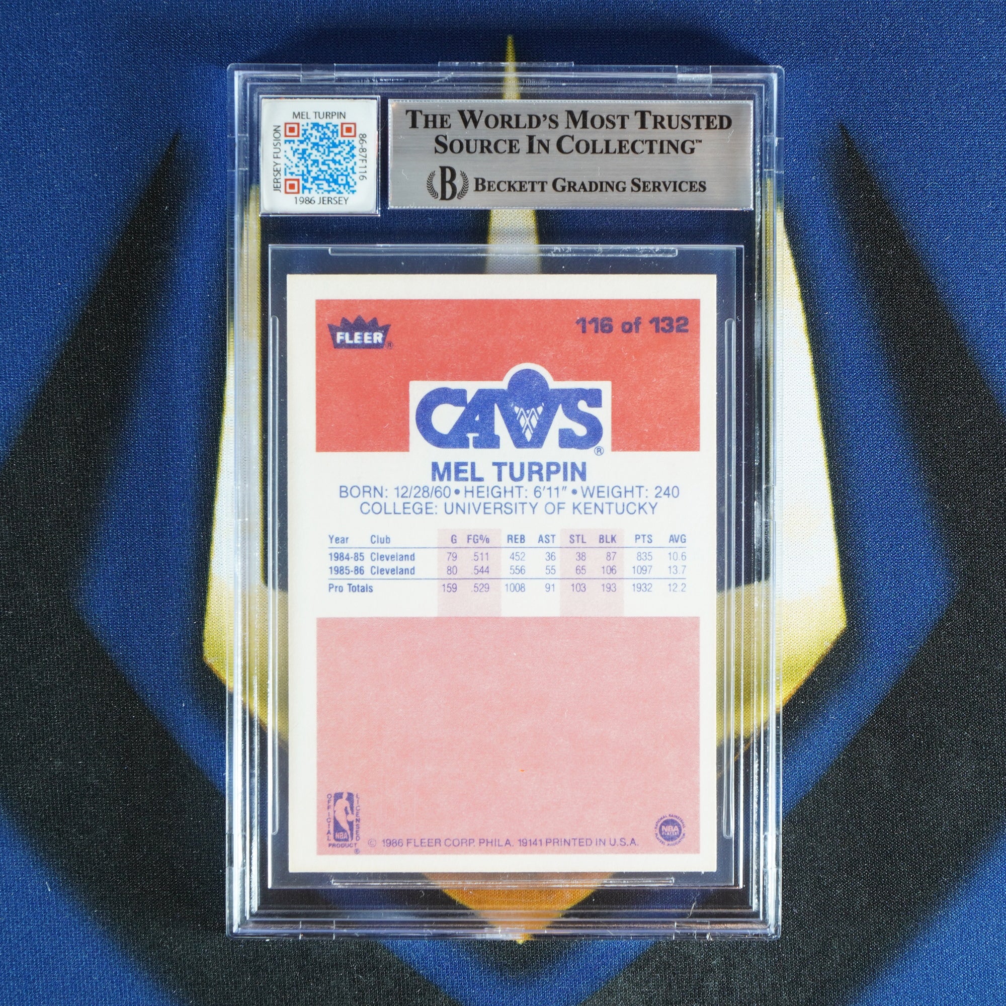 Melvin Turpin 1986-87 FLEER JF - GAME USED PATCH  [Beckett Authentic]