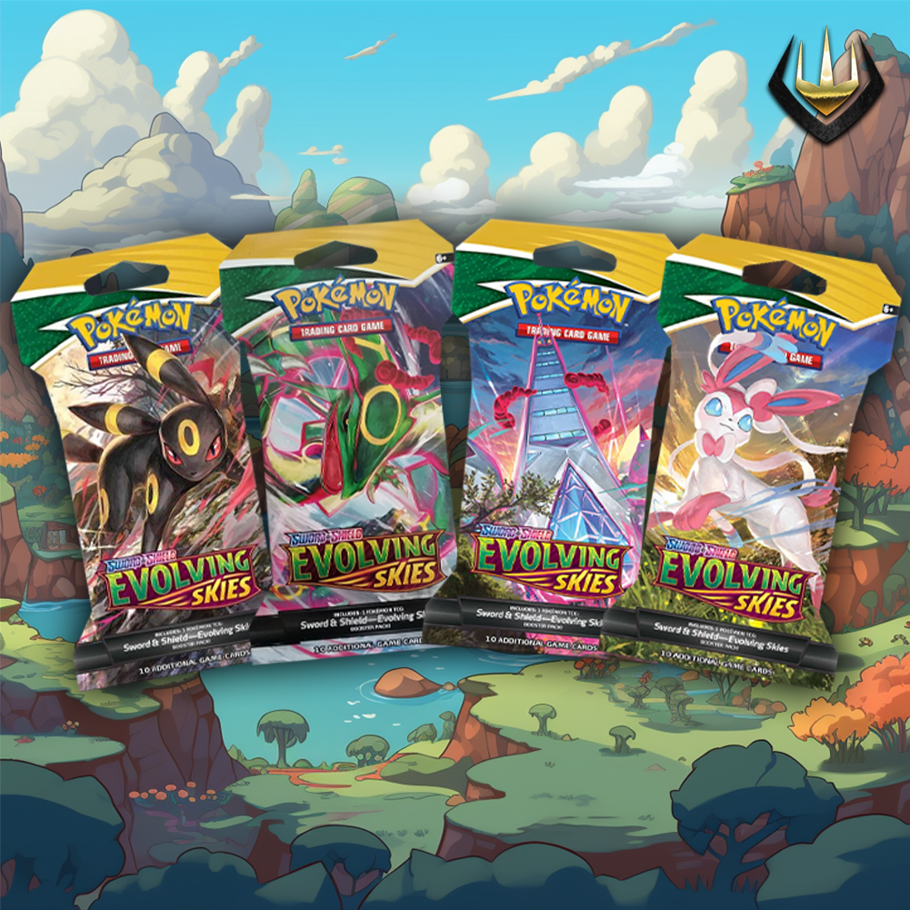 Evolving Skies Pokemon Sleeved Booster Art Set [4 Sleeved Boosters]