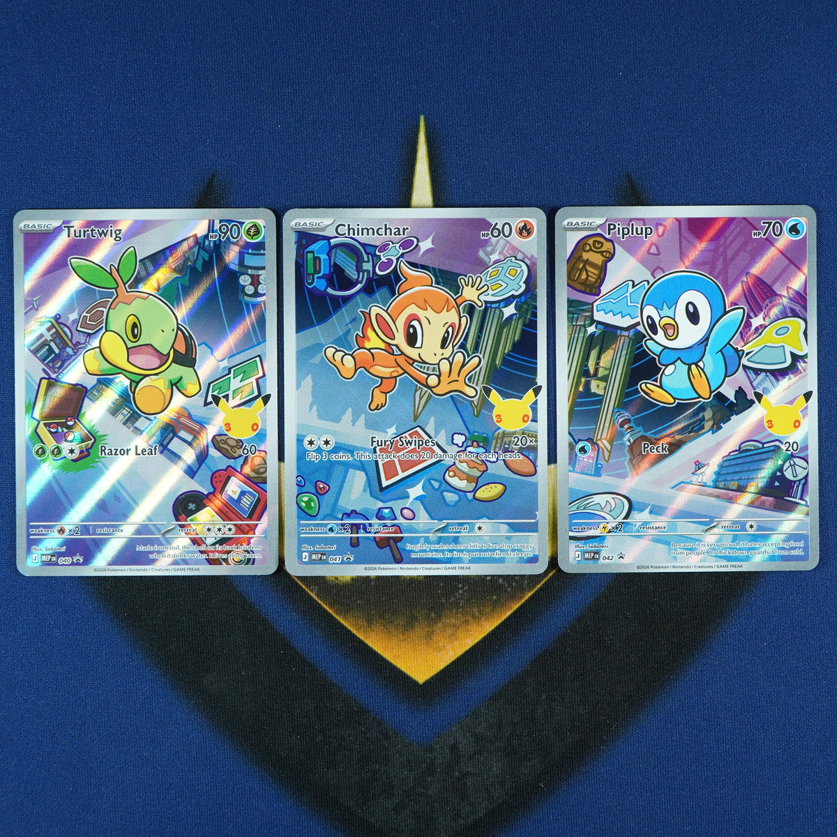 Piplup Chimchar Turtwig [Sinnoh] First Partner Illustration Series 1 Promo Set