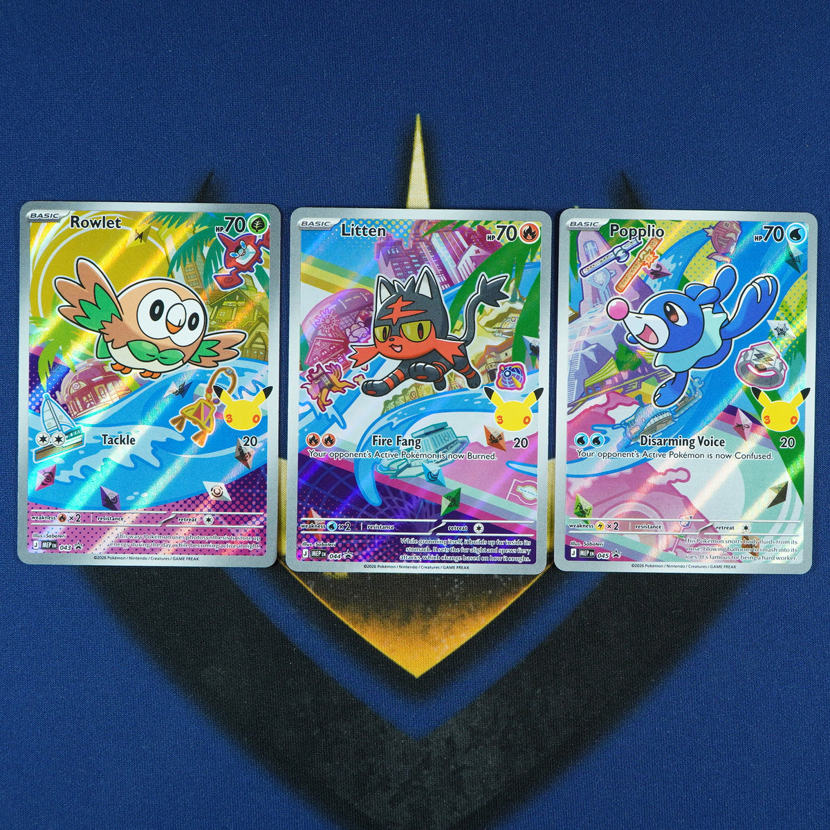 Popplio Litten Rowlet [Alola] First Partner Illustration Series 1 Promo Set