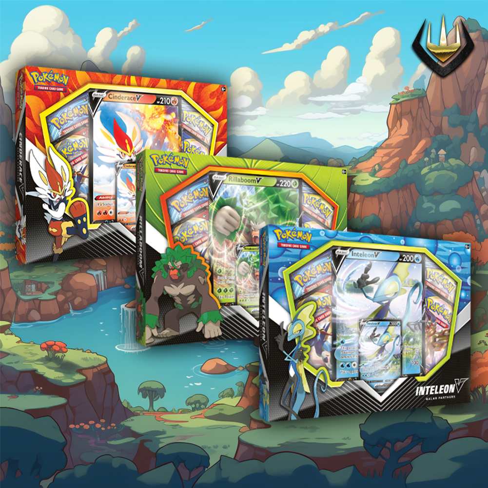 Galar Partners Pokemon Collection Box 3-Box Set  [Cinderace V + Inteleon V + Rillaboom V]
