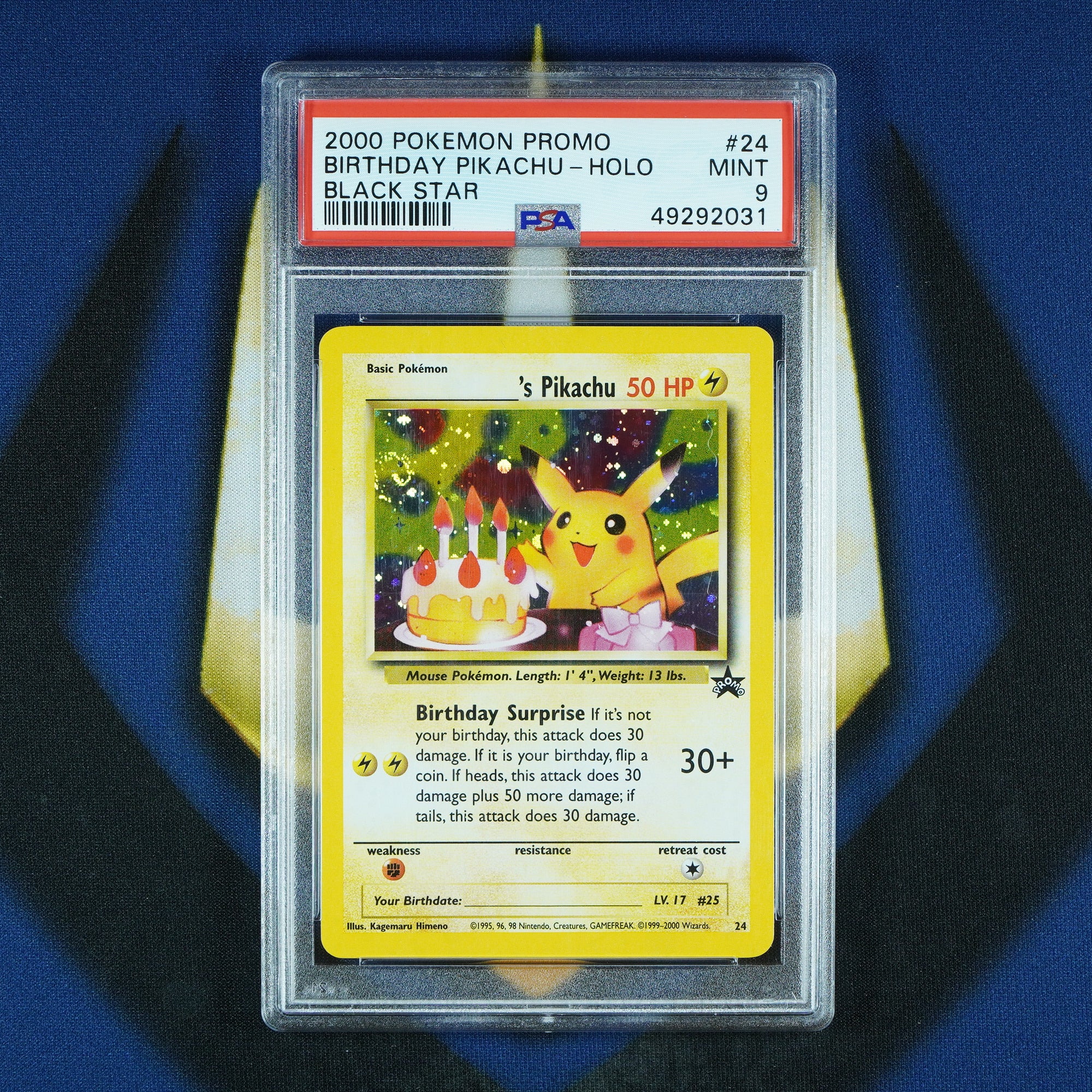 Birthday Pikachu Black Star Promo Holo Swirl 24 [PSA 9]