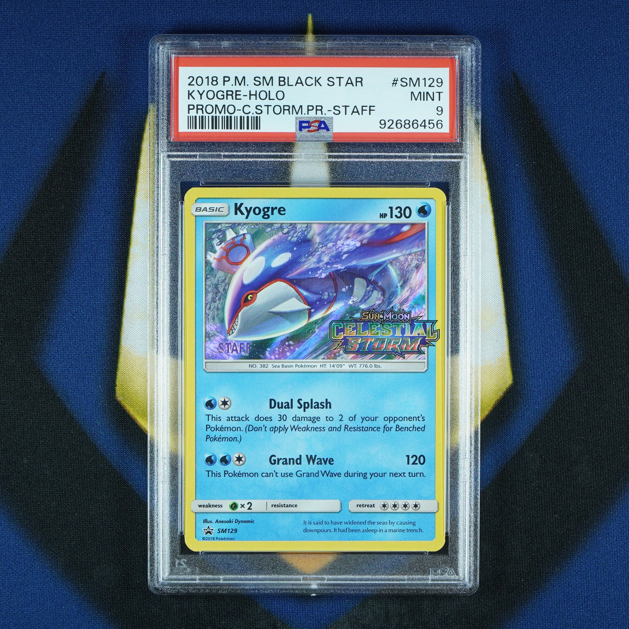 Kyogre Prerelease Staff Black Star Promo Celestial Storm Holo SM129 [PSA 9]