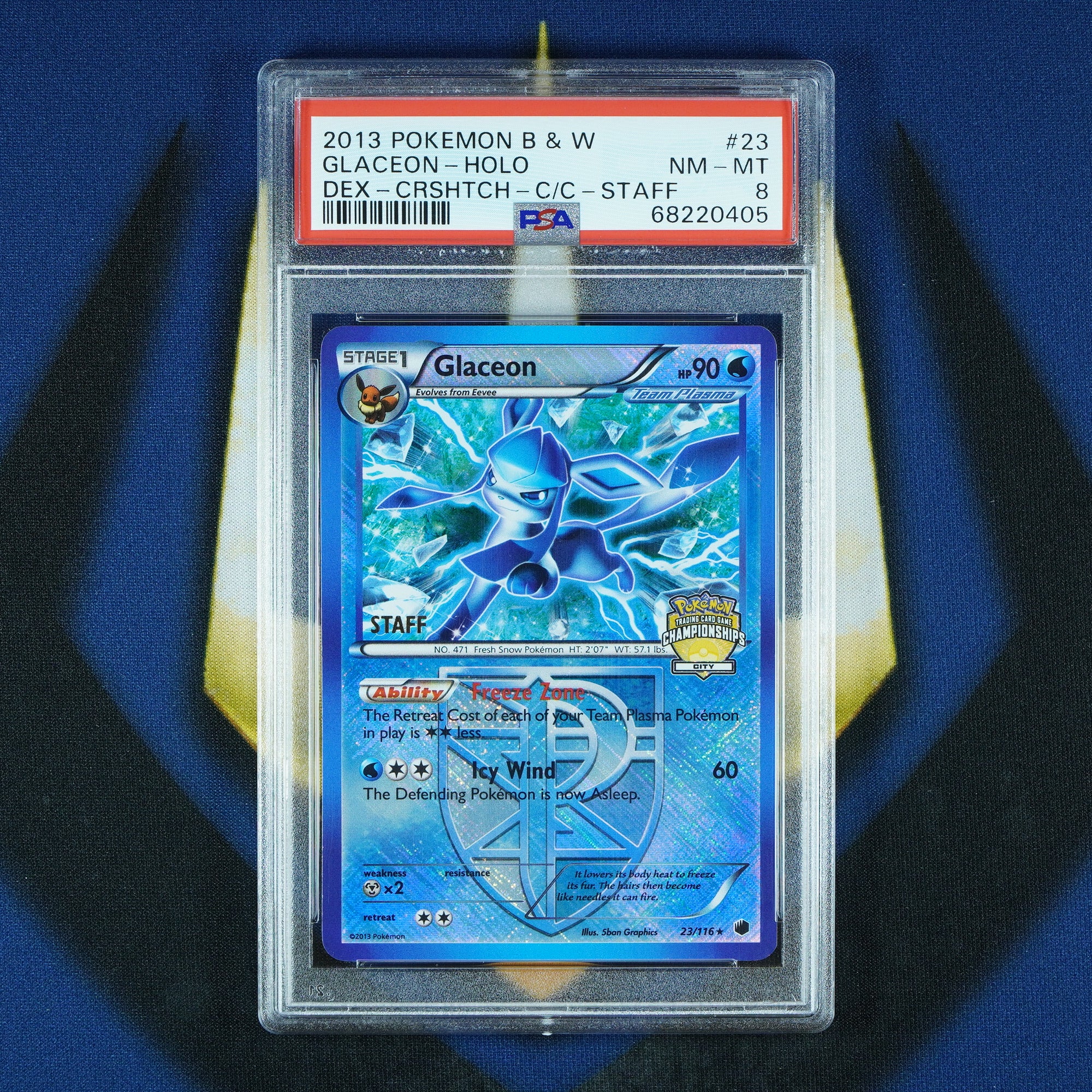 Glaceon City Championships Crosshatch Staff Promo 23/116 [PSA 8]
