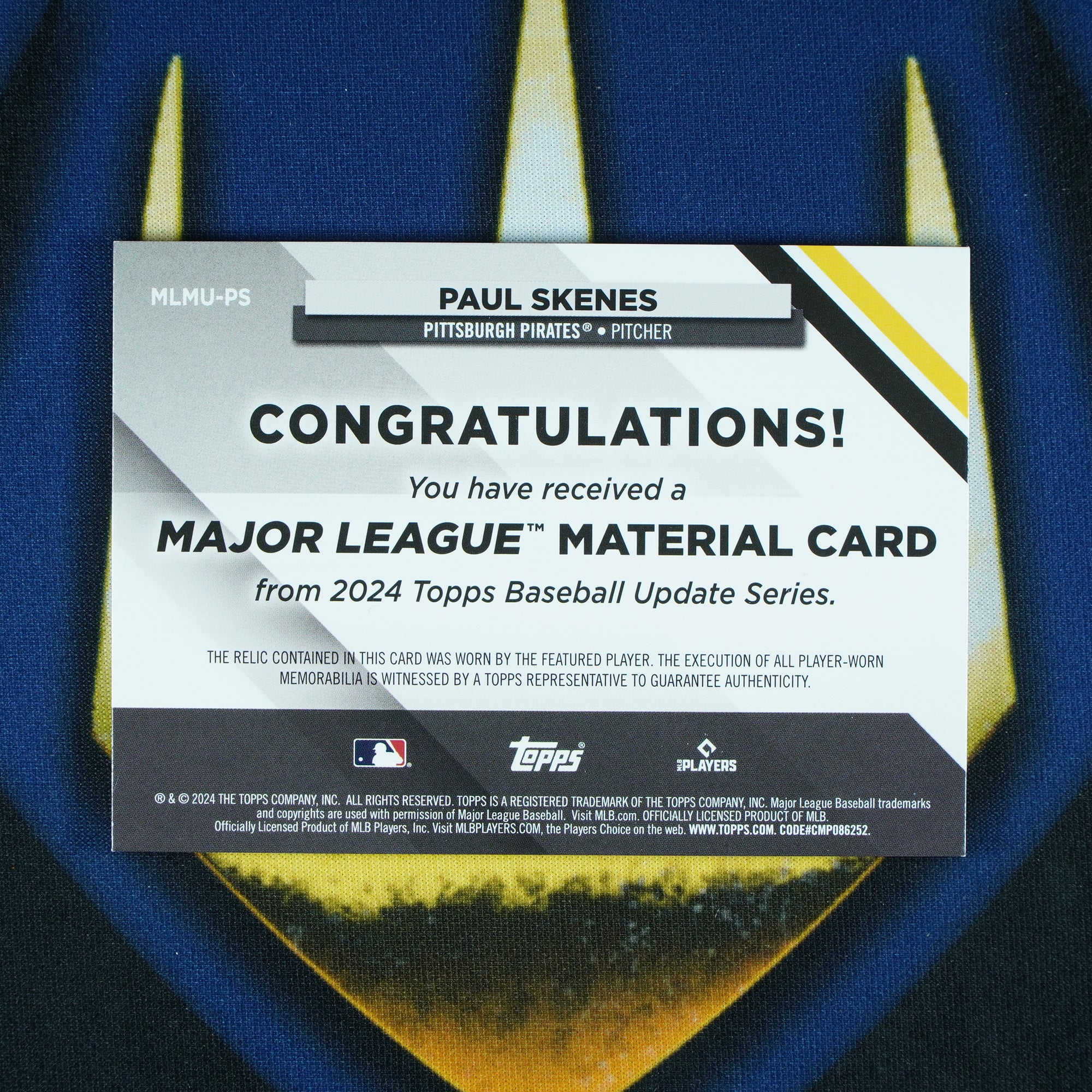 Paul Skenes 2024 Topps Update Major Leage Material Patch Red /25 RC