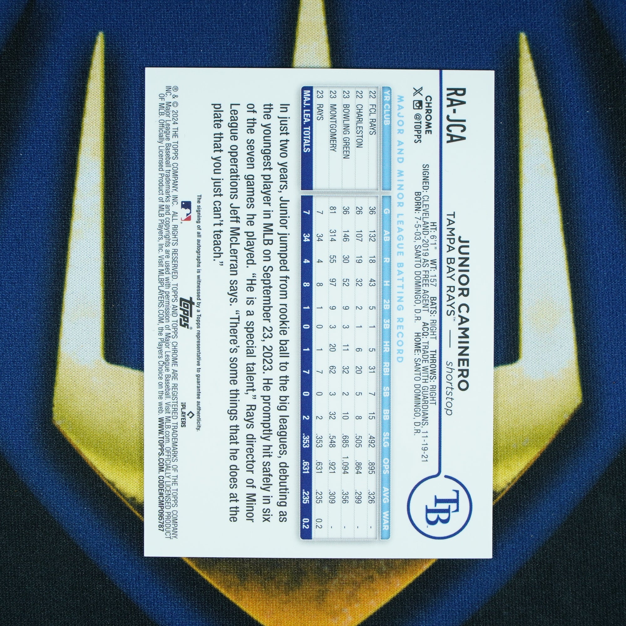 Junior Caminero 2024 Topps Chrome Update Lava Lamp Auto /125 RC