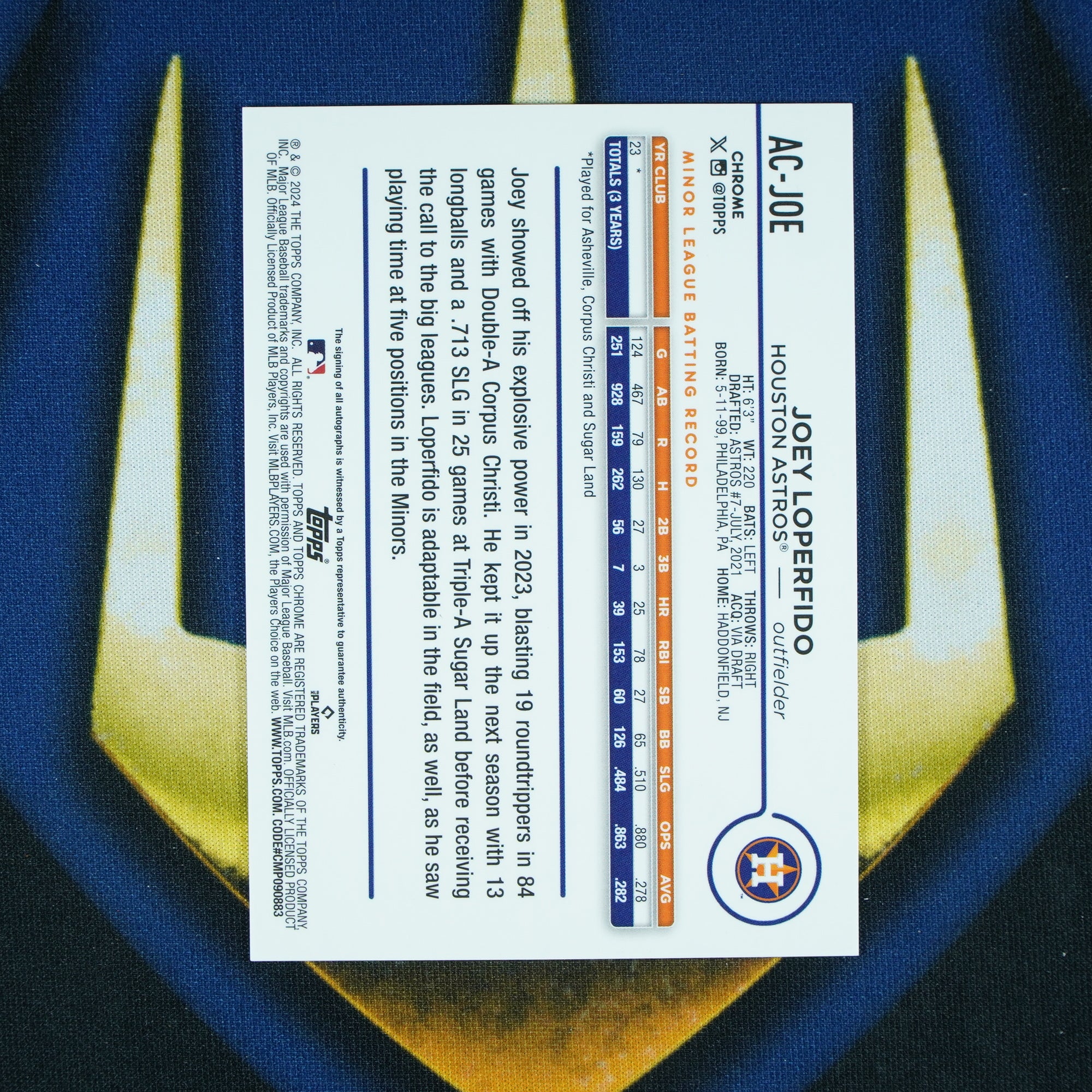 Joey Loperfido 2024 Topps Chrome Gold Wave Auto /50 RC