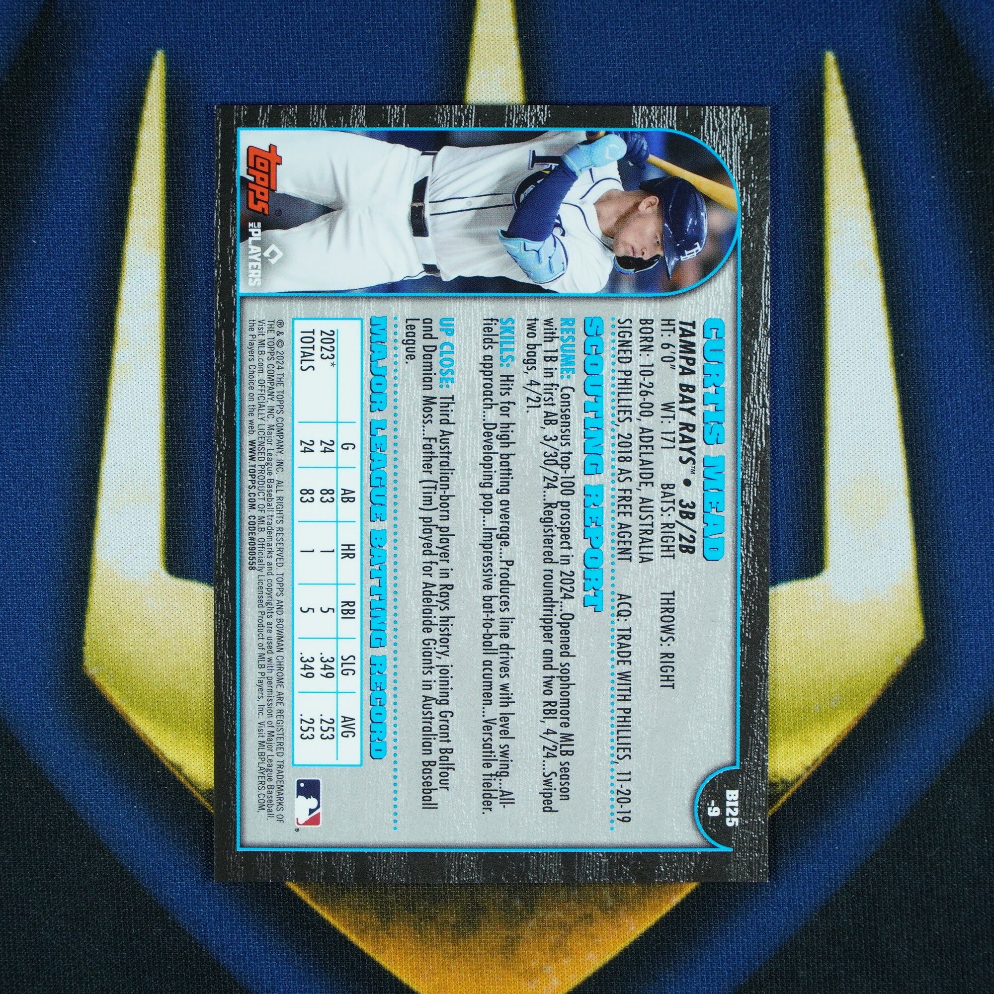 Curtis Mead 2024 Bowman Chrome 25th Anniversary International Refractor /100 RC