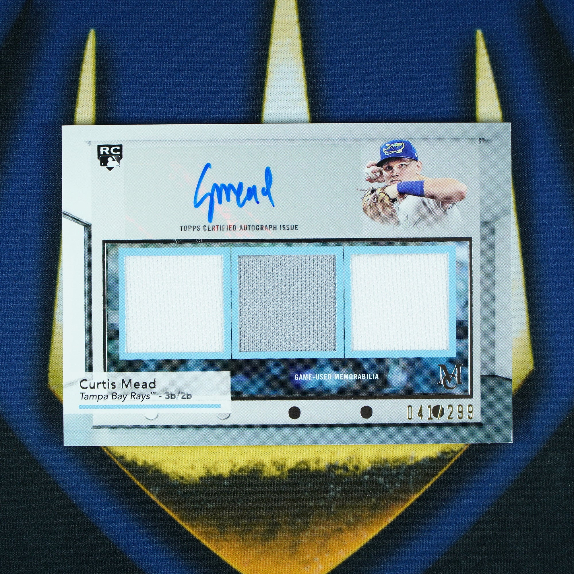 Curtis Mead 2024 Topps Museum Collection Signature Swatches Triple Relic Auto /299 RC