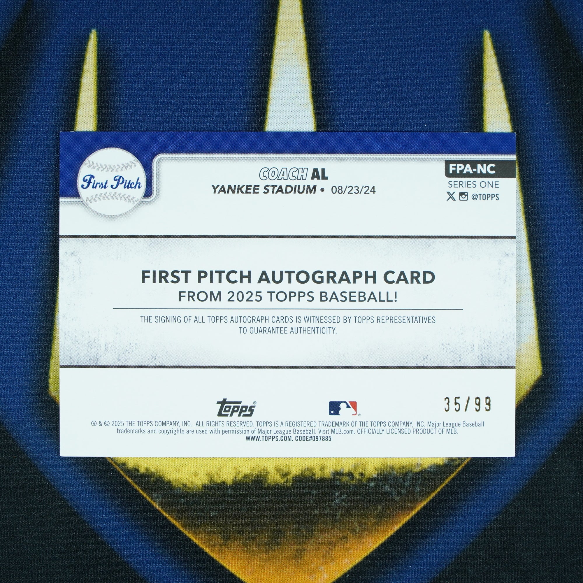 Coach Al 2025 Topps Series 1 First Pitch Auto /99