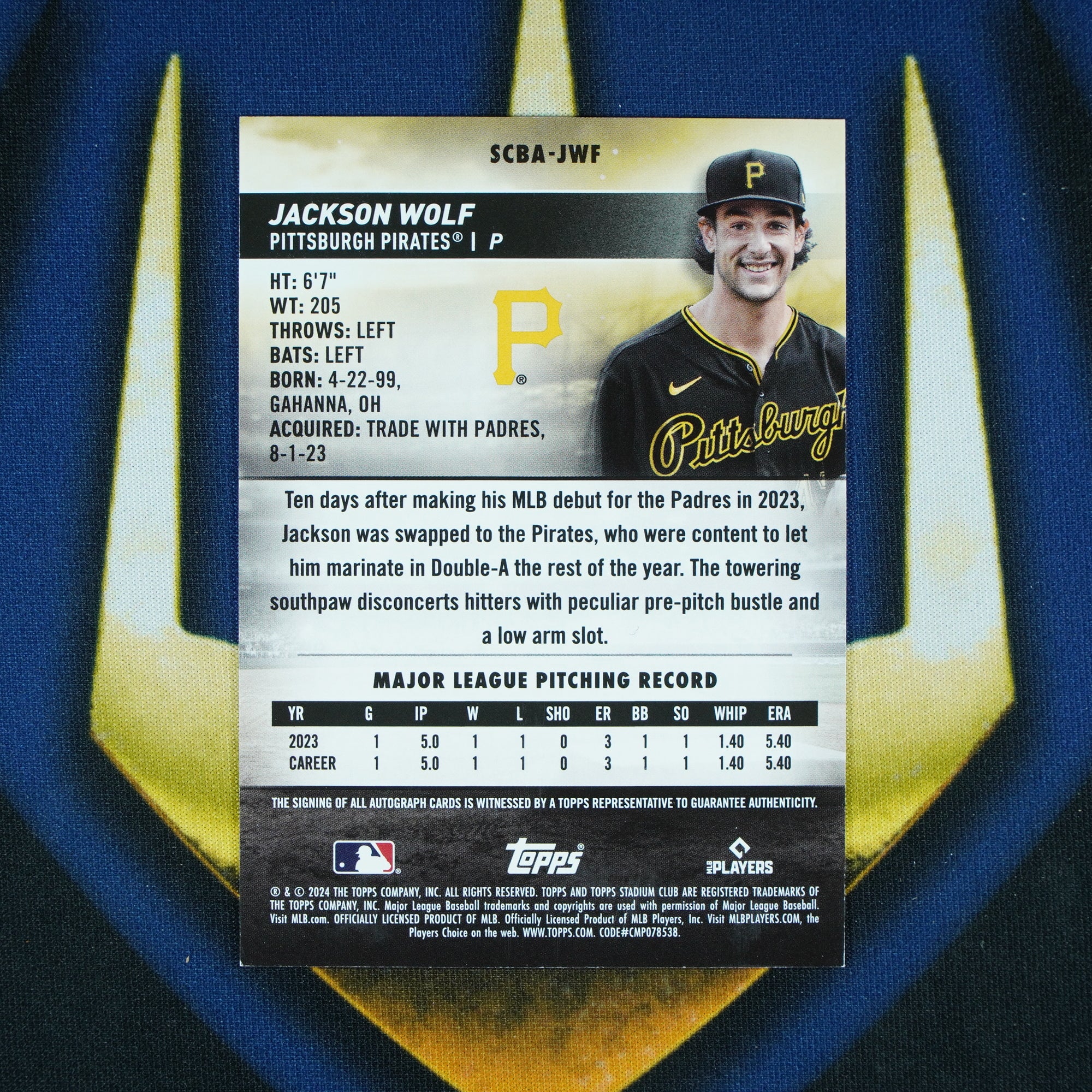 Jackson Wolf 2024 Topps Stadium Club Auto RC