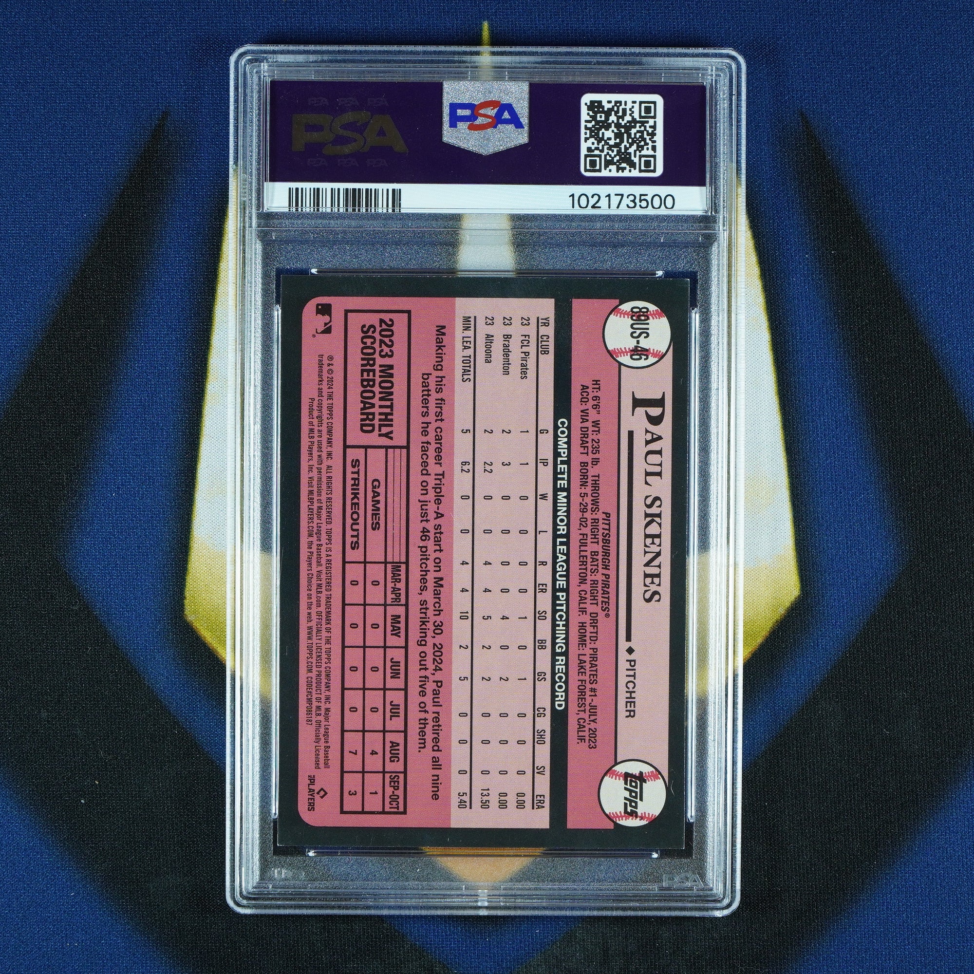 Paul Skenes 2024 Topps Update 1989 Blue RC [PSA 9]