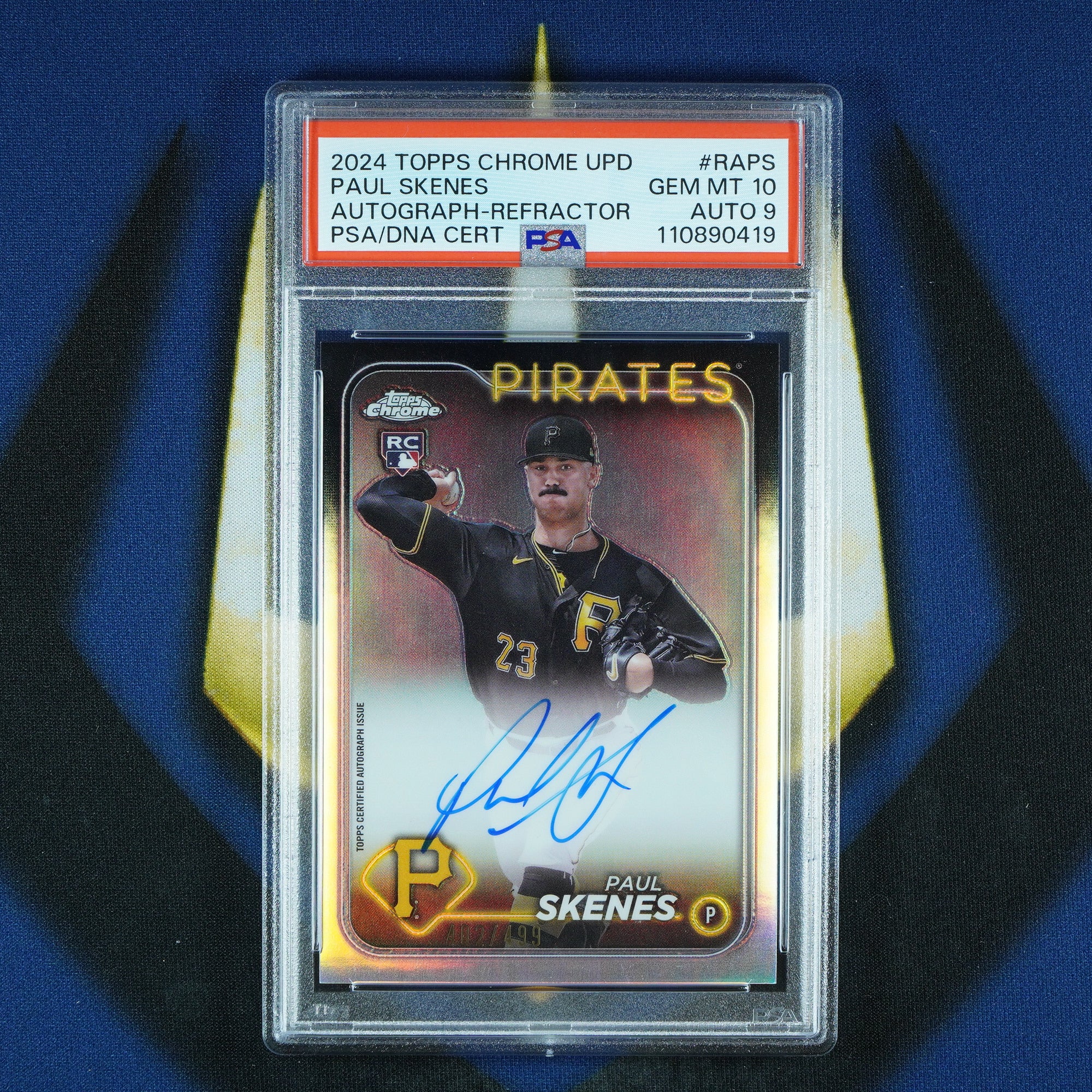 Paul Skenes 2024 Topps Chrome Update Refractor Auto /499 RC [PSA 10 Auto 9]