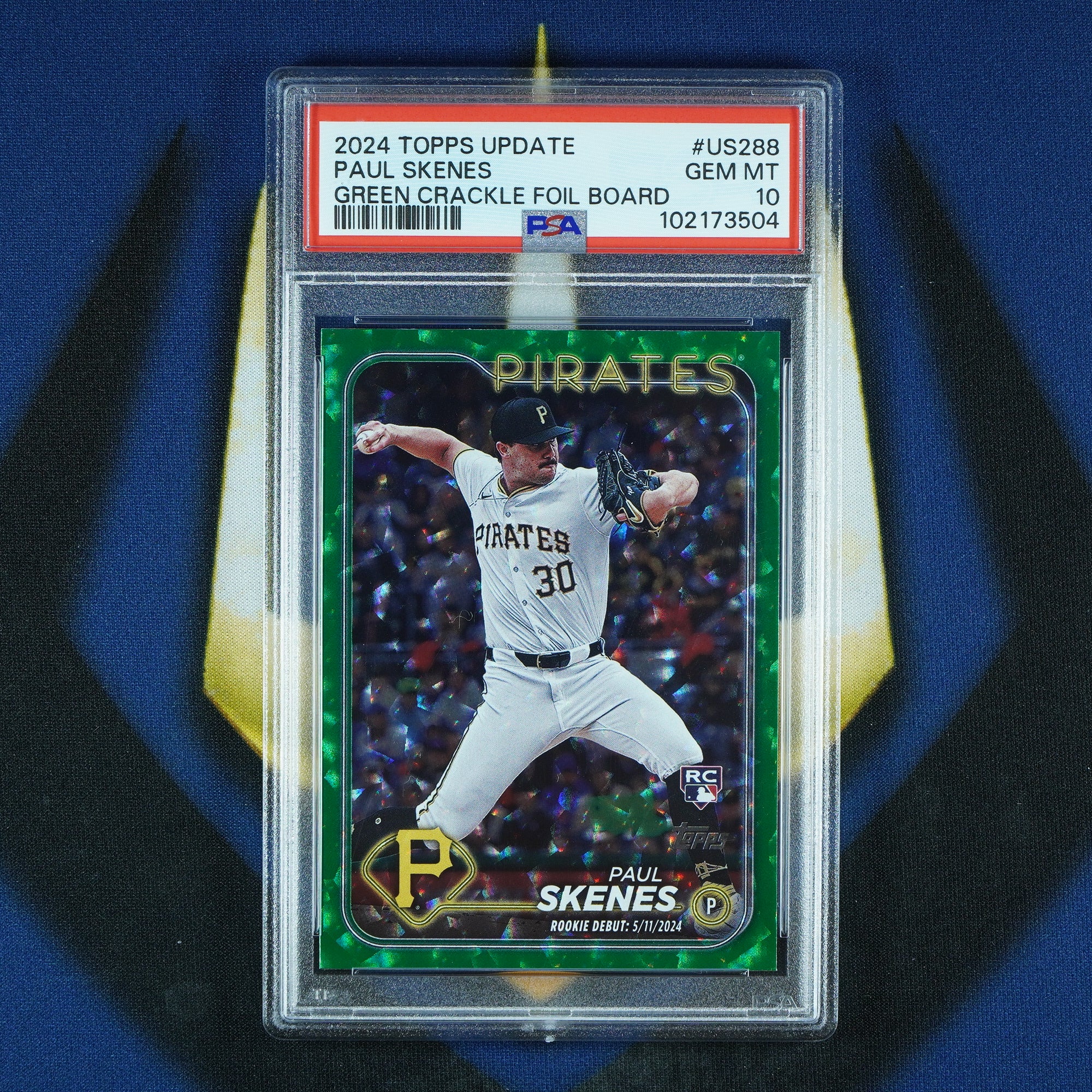 Paul Skenes 2024 Topps Update Green Foil Board /499 Rookie Debut RC [PSA 10]