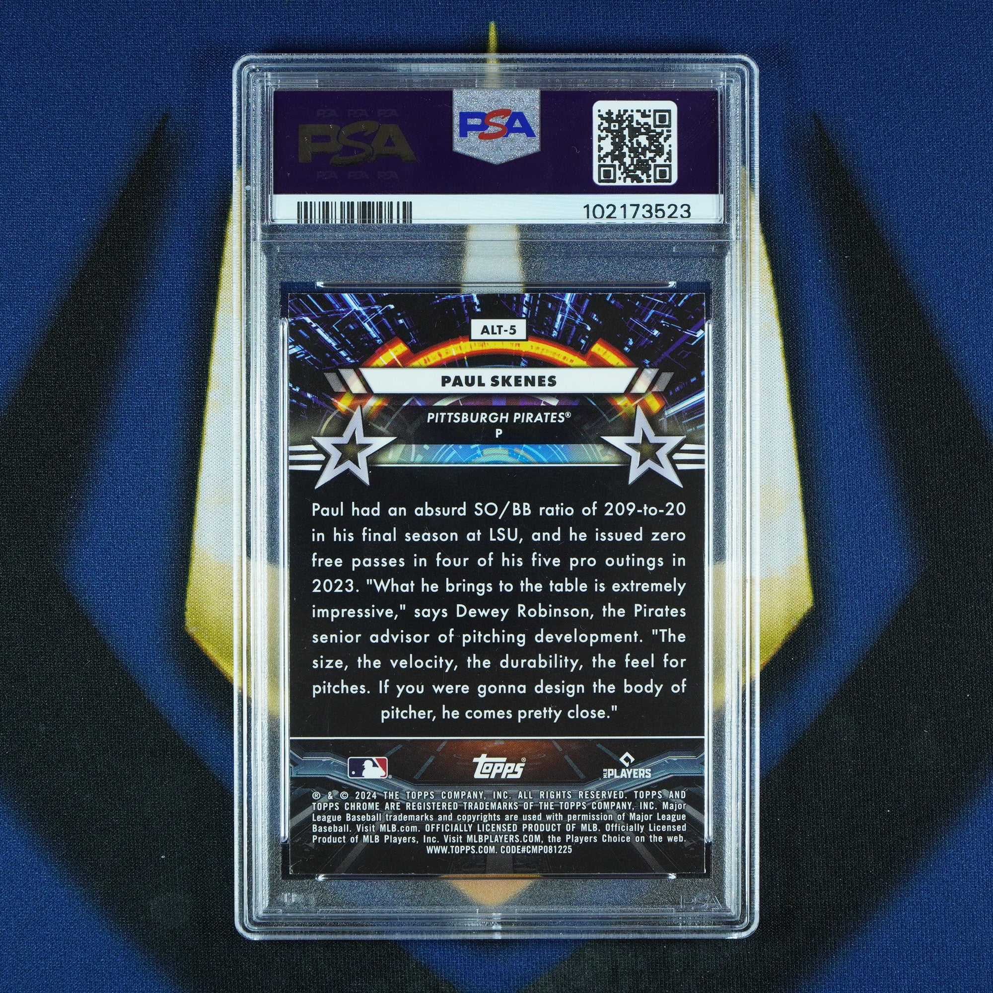 Paul Skenes 2024 Topps Cosmic Chrome Star Command RC [PSA 10]