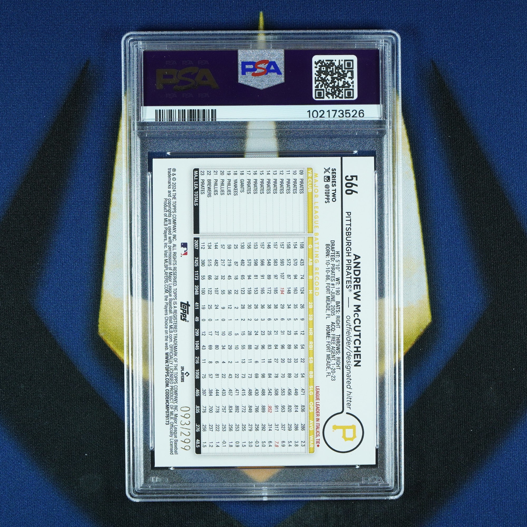 Andrew McCutchen 2024 Topps Series 2 Orange Foil Board /299 [PSA 10]