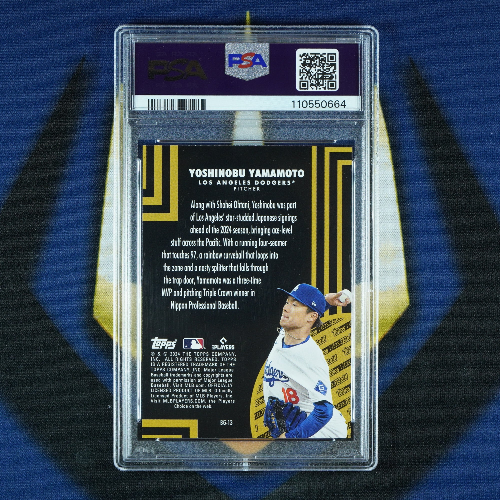 Yoshinobu Yamamoto 2024 Topps Update Black Gold Blue RC [PSA 10]
