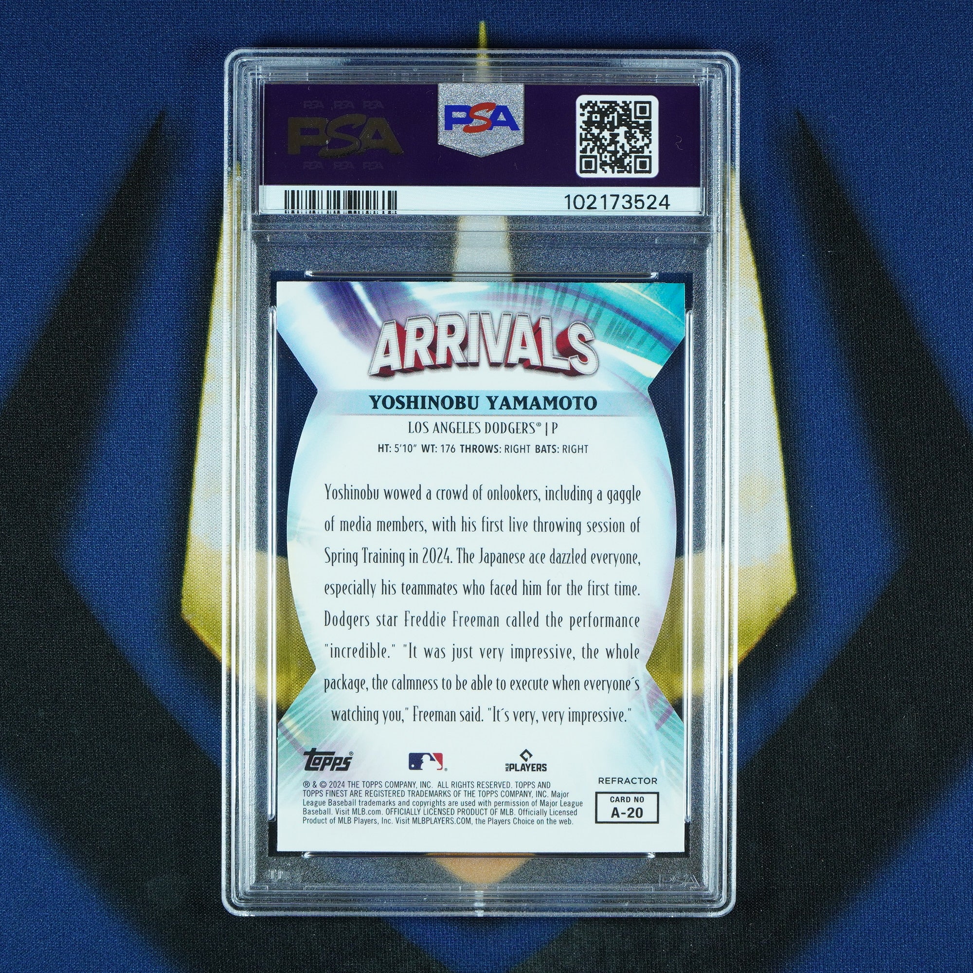 Yoshinobu Yamamoto 2024 Topps Finest Arrivals Refractors RC [PSA 10]