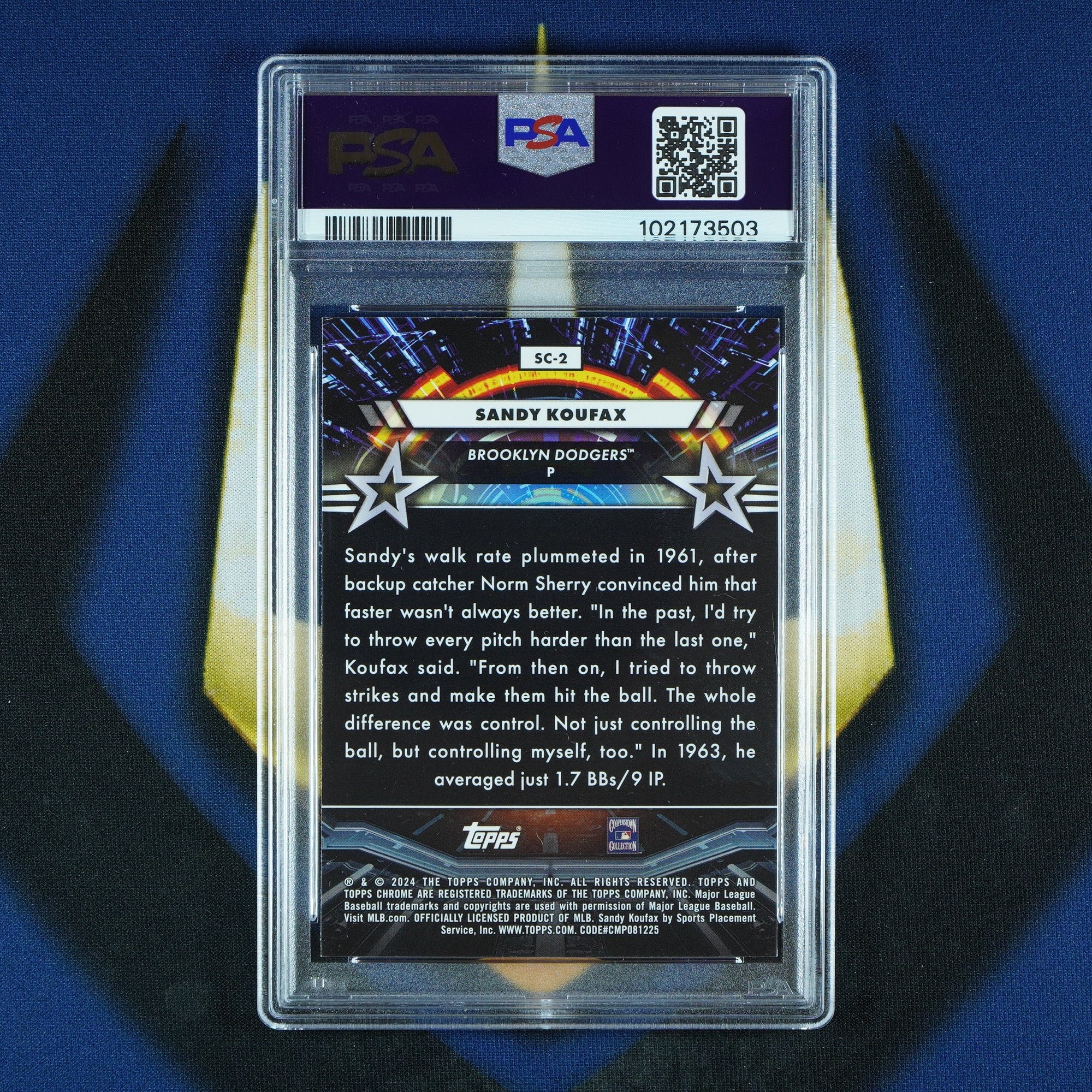 Sandy Koufax 2024 Topps Cosmic Chrome Star Command Orange Galactic /25 [PSA 10]