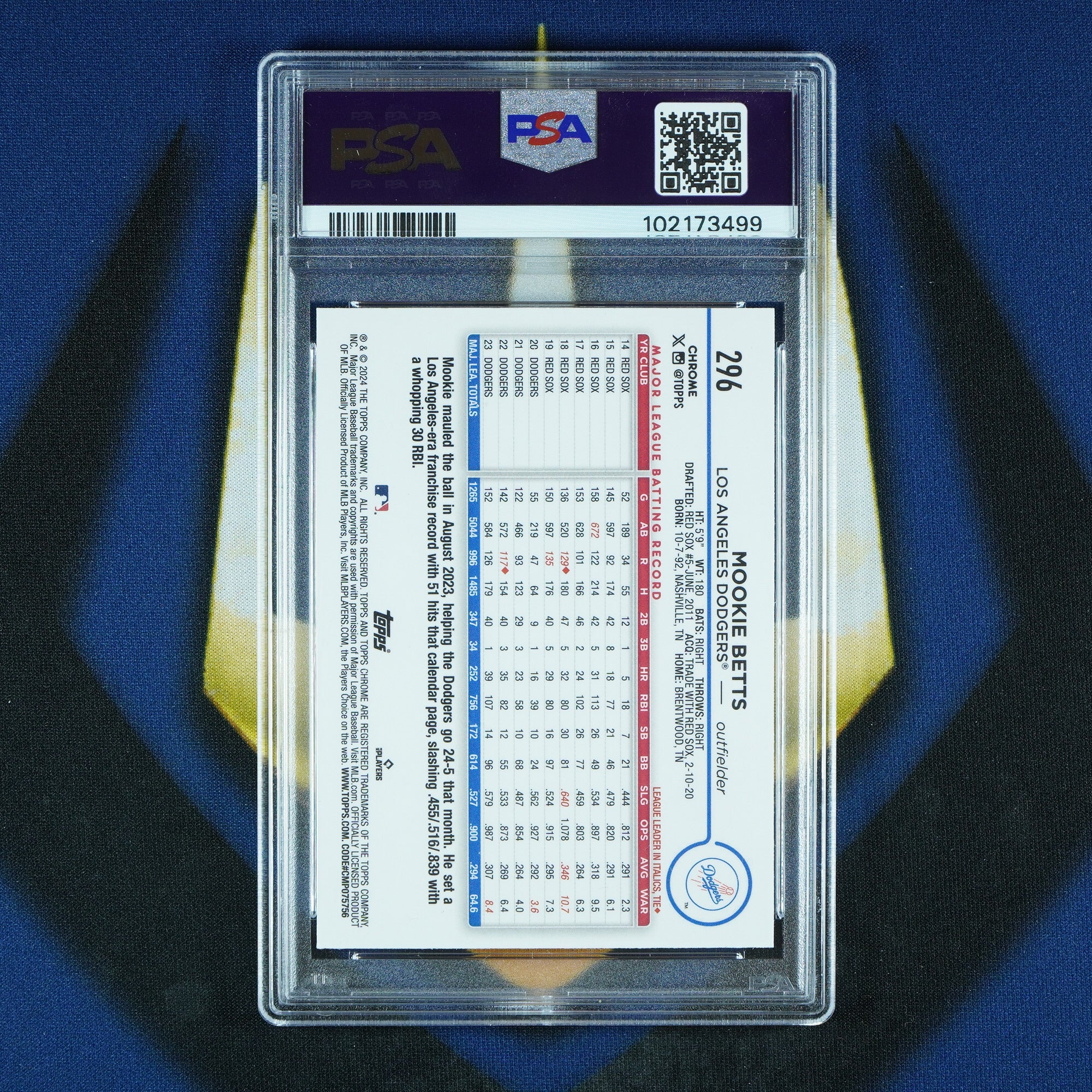 Mookie Betts 2024 Topps Chrome Lightboard Logo [PSA 9]