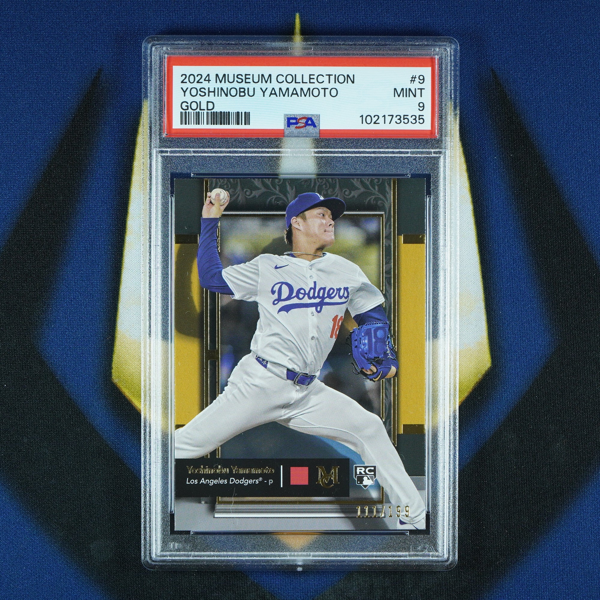 Yoshinobu Yamamoto 2024 Topps Museum Collection Gold /150 RC [PSA 9]
