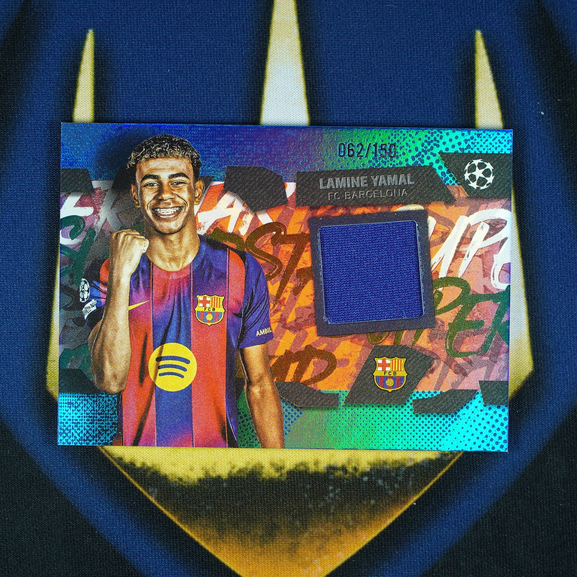 Lamine Yamal 2025-26 Topps UEFA Club Competitions Superstar Relic Blue /150
