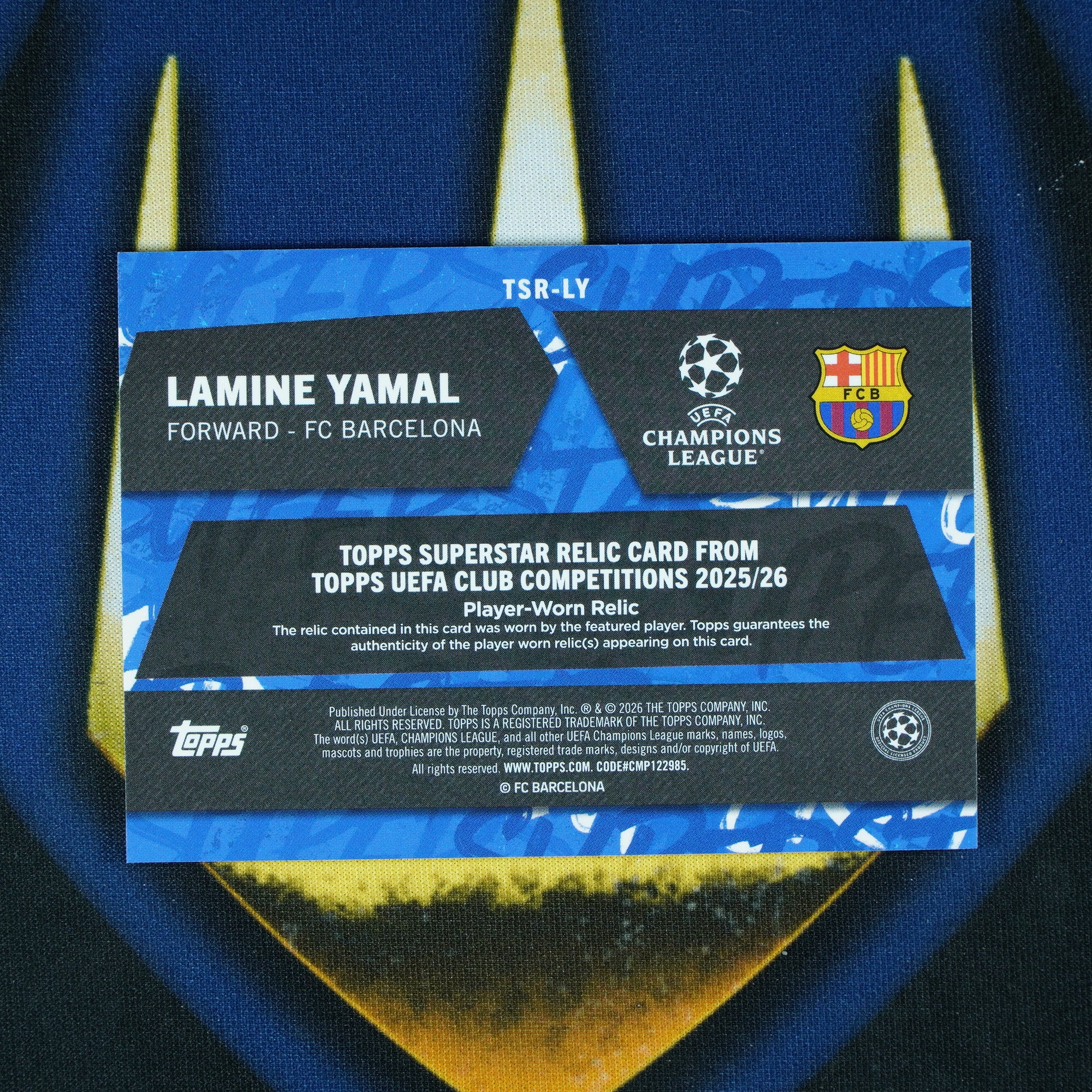 Lamine Yamal 2025-26 Topps UEFA Club Competitions Superstar Relic Blue /150