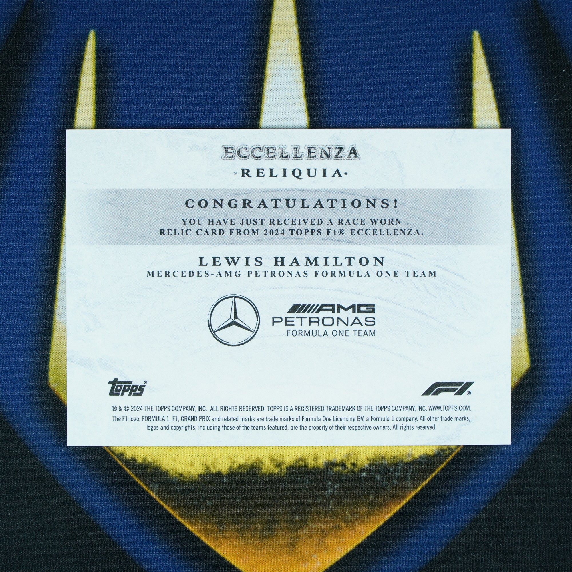 Lewis Hamilton 2024 Topps Eccellenza Reliquia Jumbo Patch