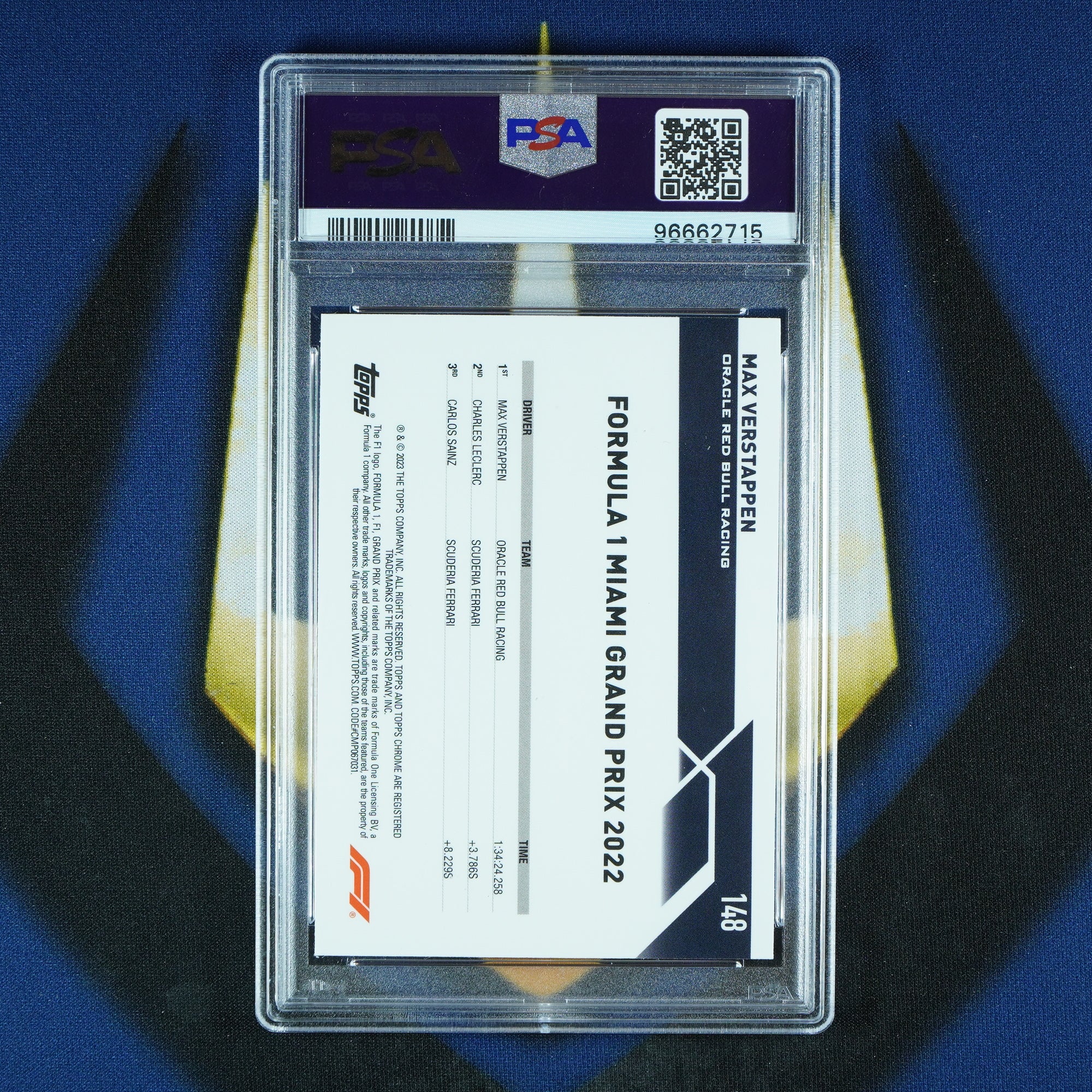 Max Verstappen 2023 Topps Chrome Orange Wave /25 #148 [PSA 8]