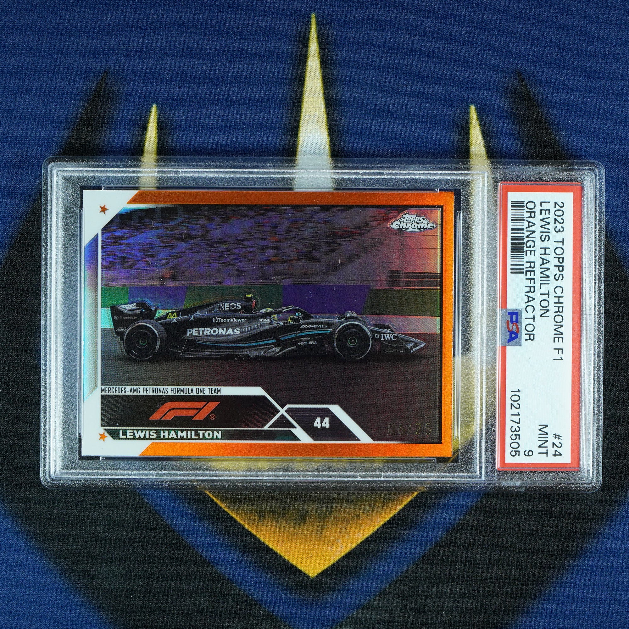 Lewis Hamilton 2023 Topps Chrome Orange /25 #24 [PSA 9]