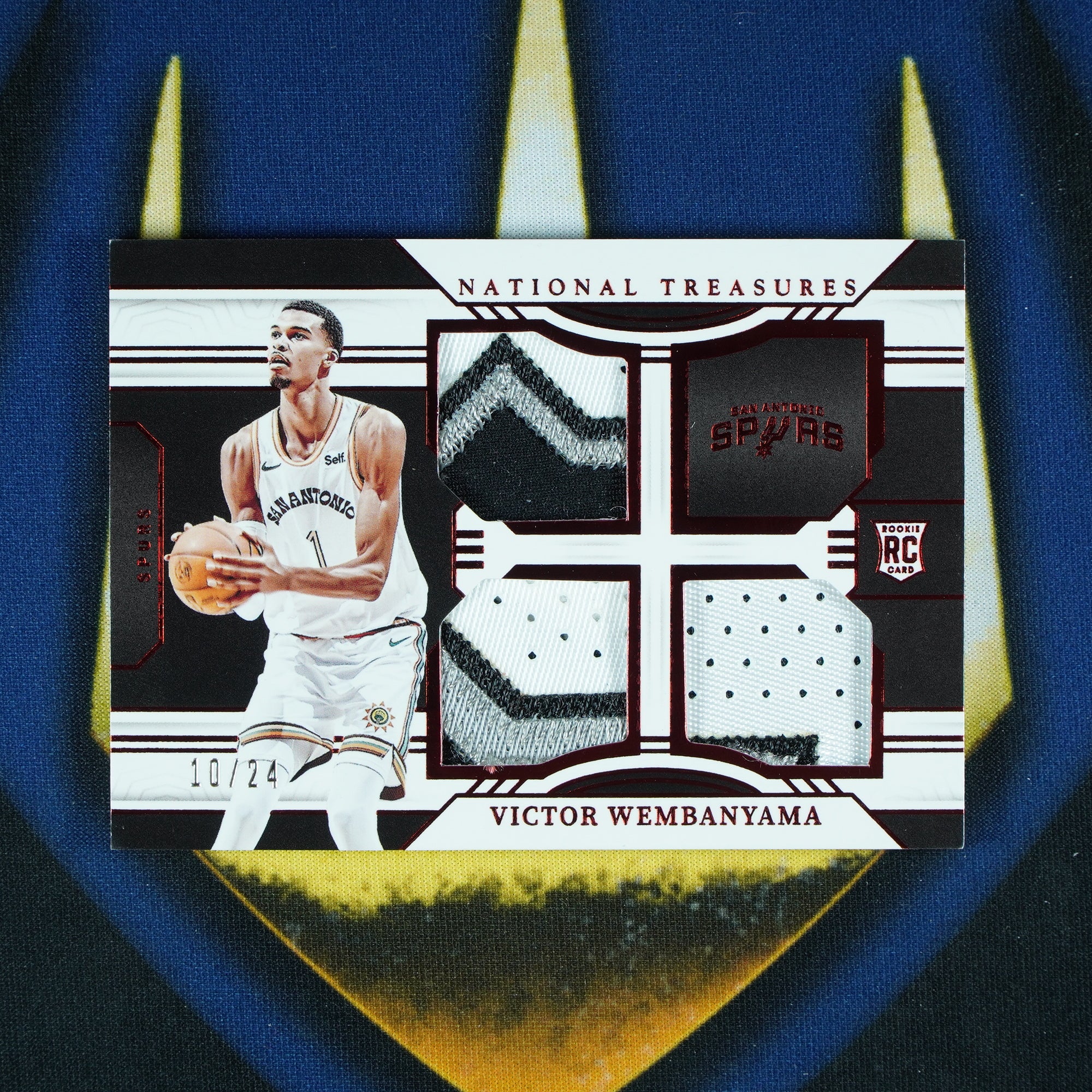 Victor Wembanyama 2023-24 Panini National Treasures Triple Materials Patch Red /24