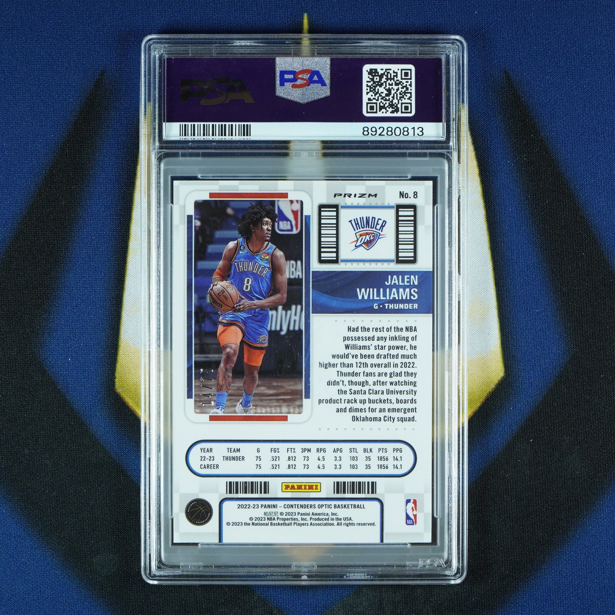 Jalen Williams 2022-23 Panini Contenders Optic Rookie Ticket Pink /75 RC [PSA 8]