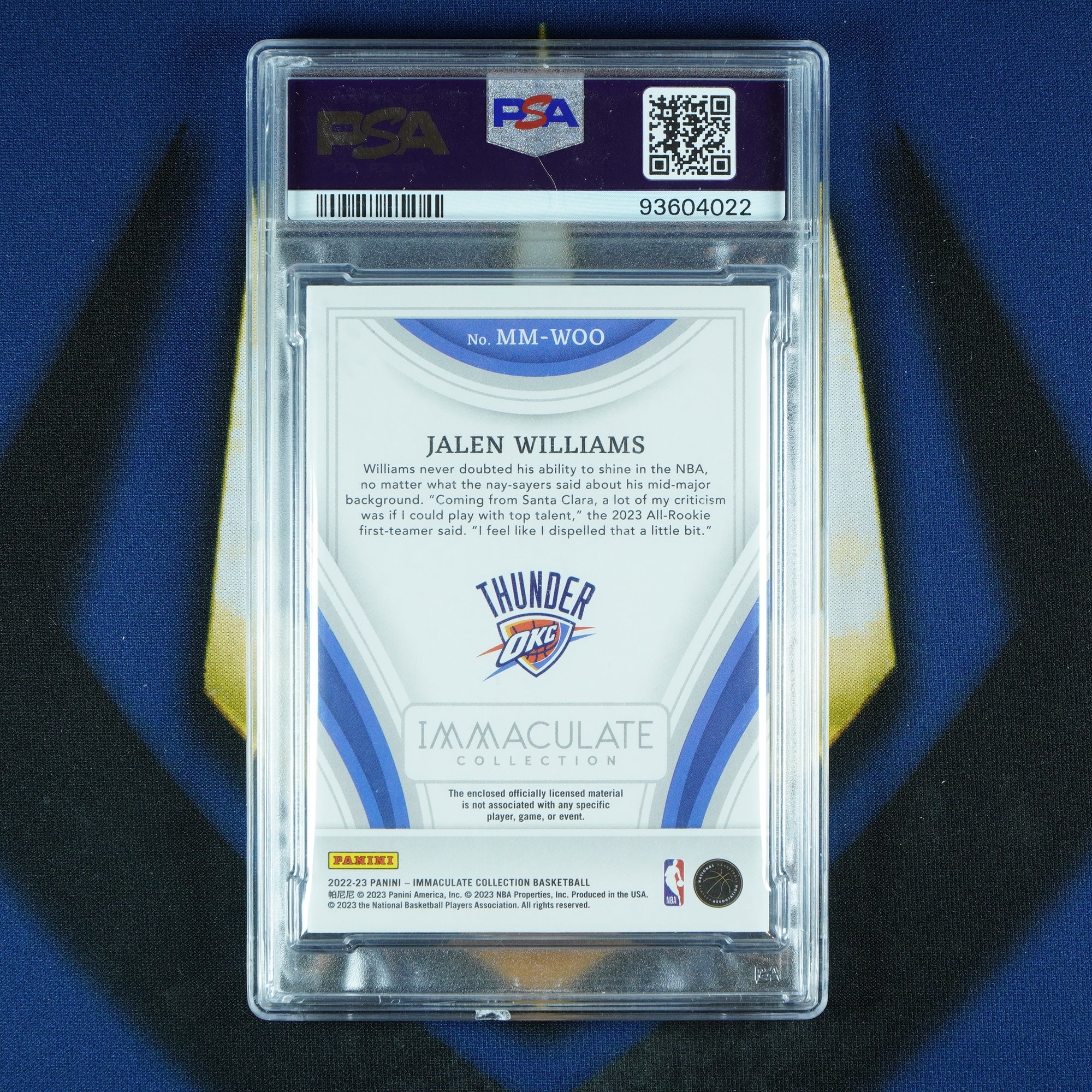 Jalen Williams 2022-23 Panini Immaculate Massive Memorabilia Jumbo Patch /25 [PSA 9]