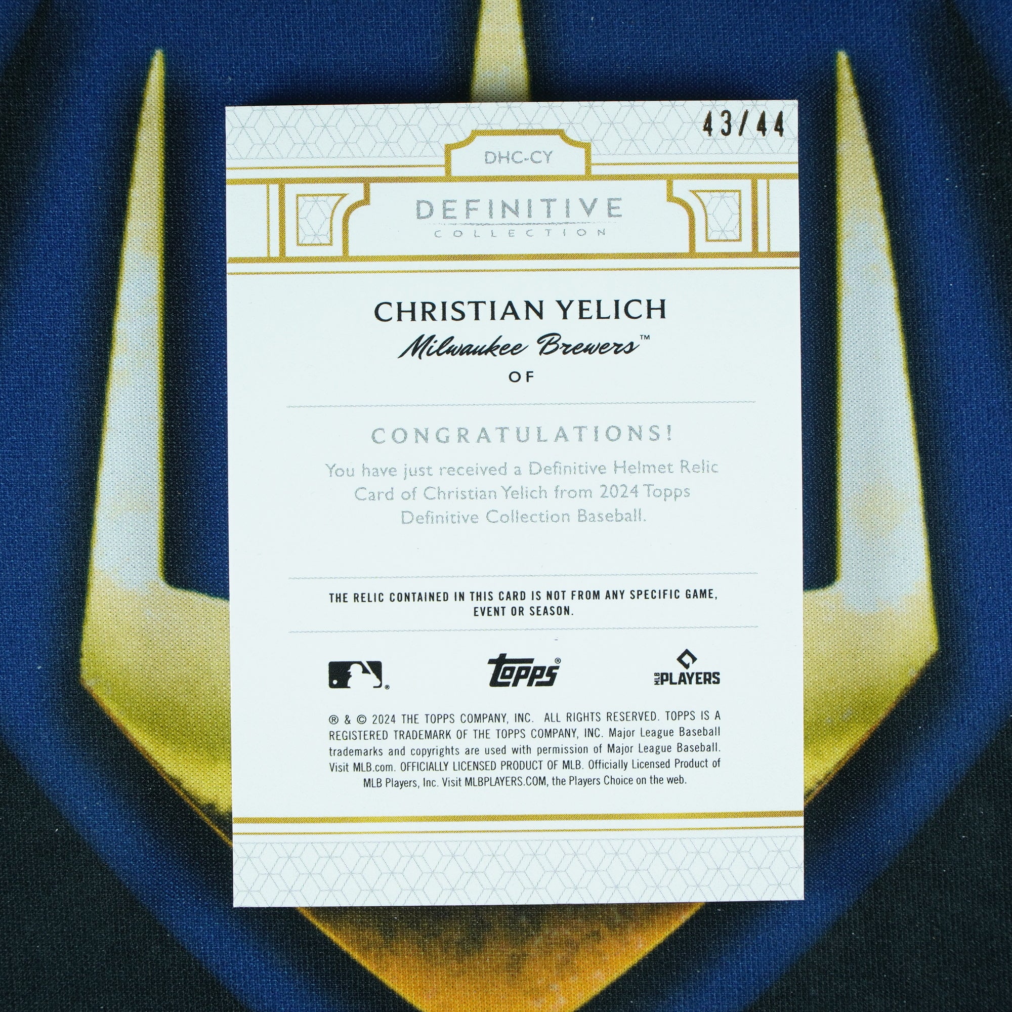 Christian Yelich 2024 Topps Definitive Helmet Relic /44