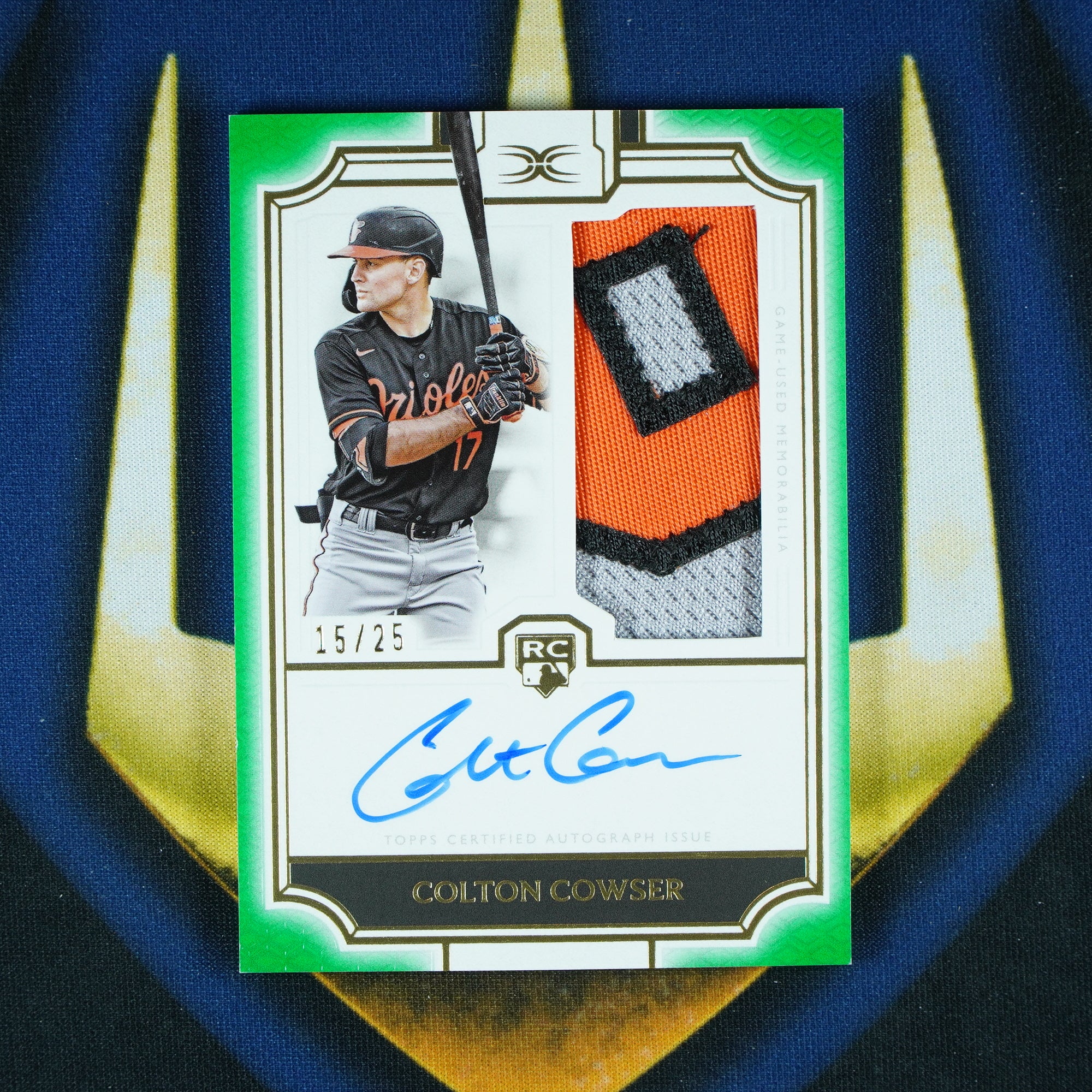 Colton Cowser 2024 Topps Definitive Relic Auto Green /25 RC