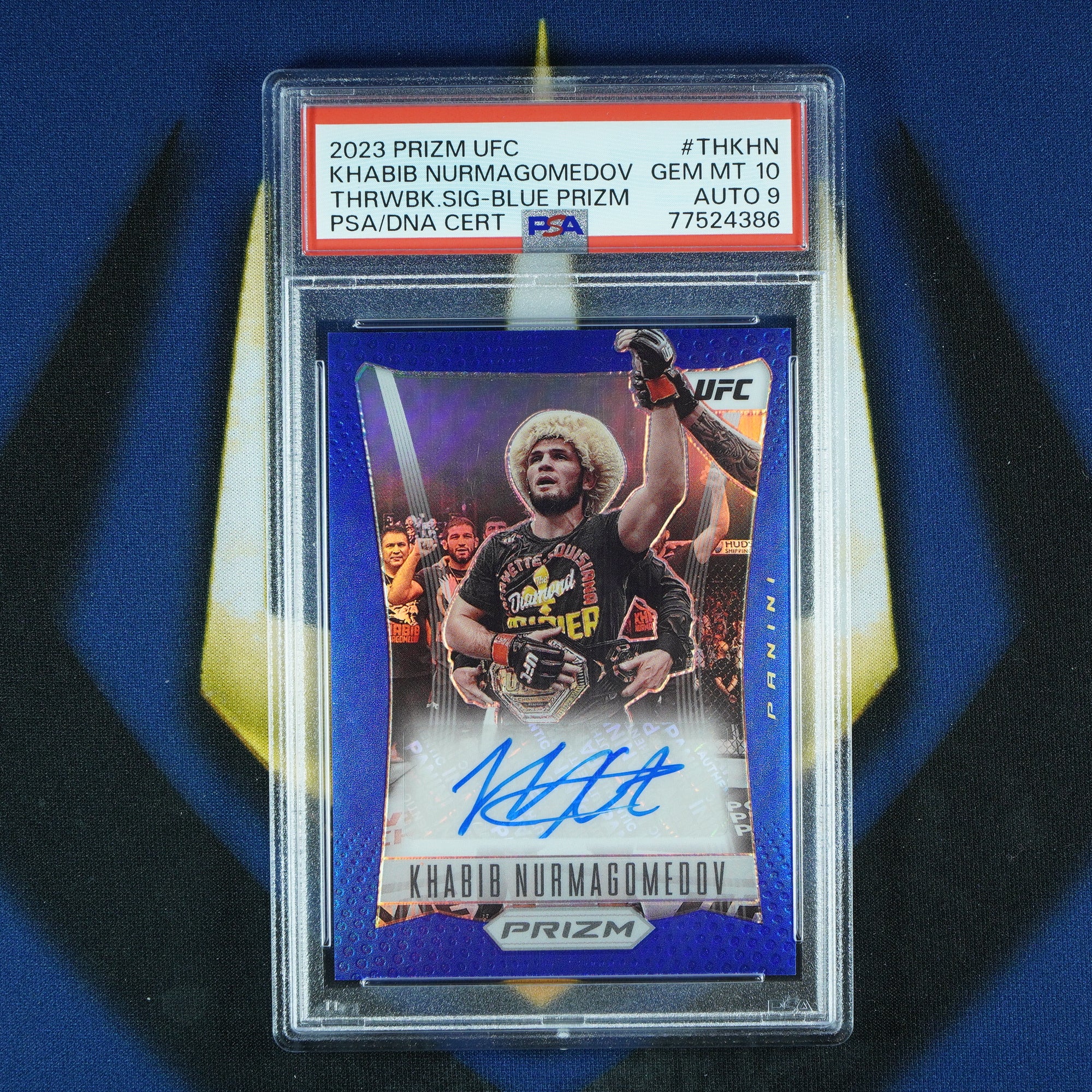 Khabib Nurmagomedov 2023 Panini Prizm Blue Auto /49 [PSA 10 Auto 9]