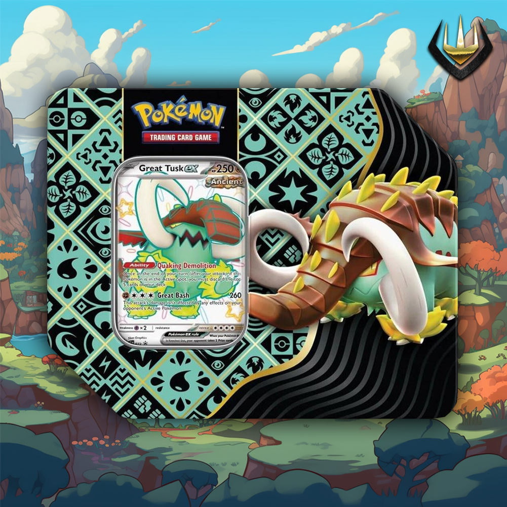 Paldean Fates Pokemon Tin Large [Shiny Great Tusk Ex]