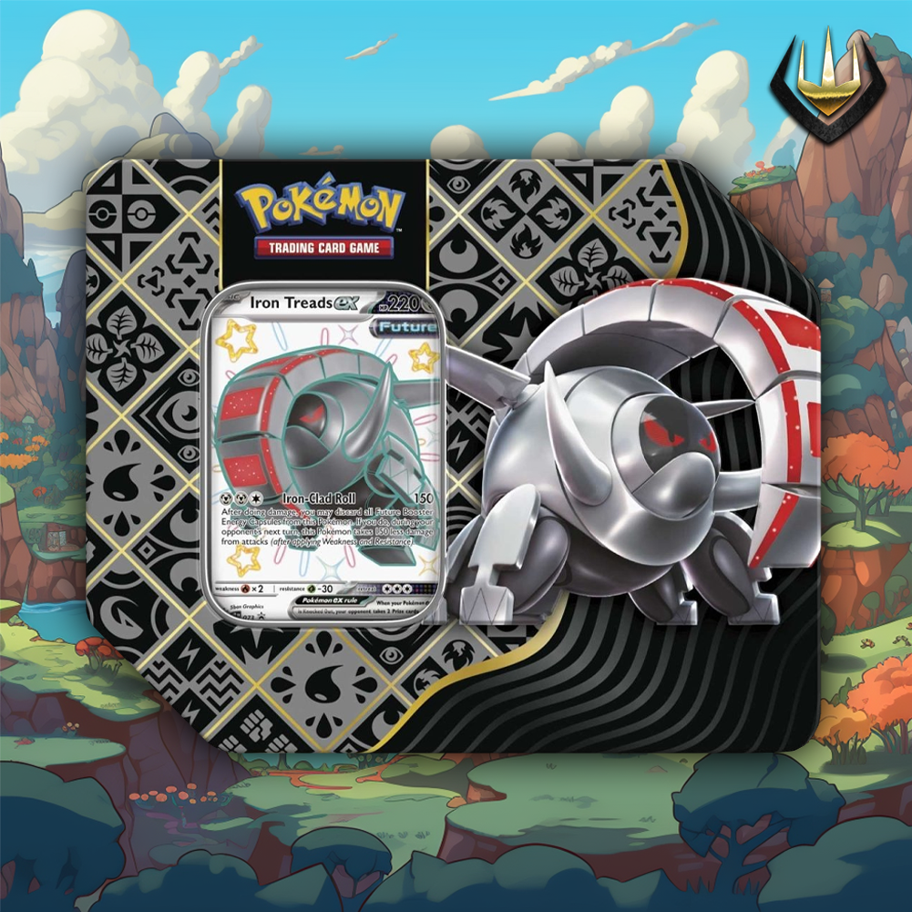 Paldean Fates Pokemon Tin Large [Shiny Iron Treads Ex]